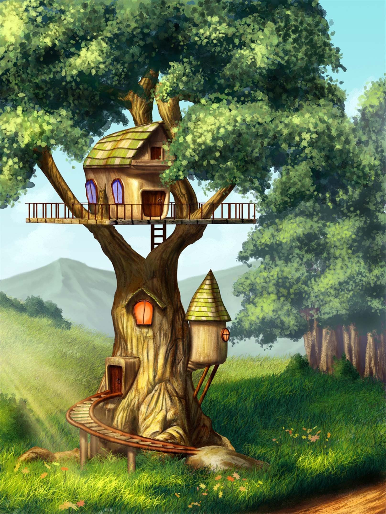 3D Lovely Tree House 1254 Stair Risers Wallpaper AJ Wallpaper 