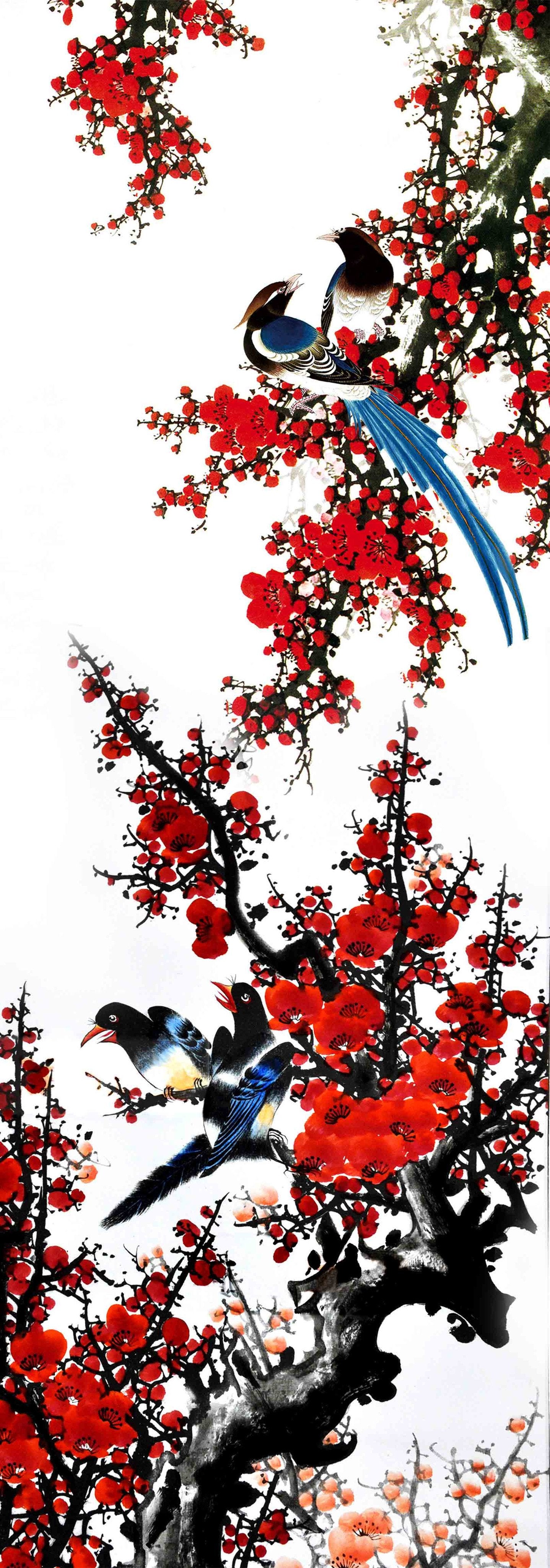 3D Plum And Birds 1197 Stair Risers Wallpaper AJ Wallpaper 