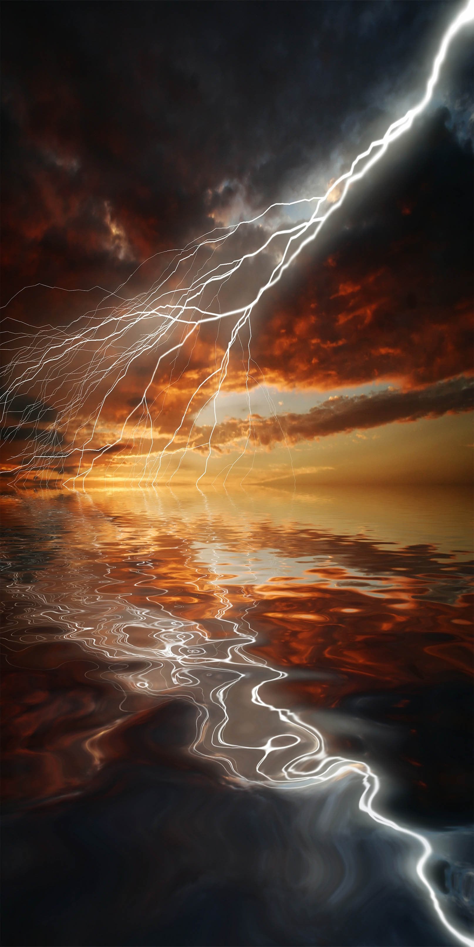 3D Sea Sunset Lightning 1450 Stair Risers Wallpaper AJ Wallpaper 