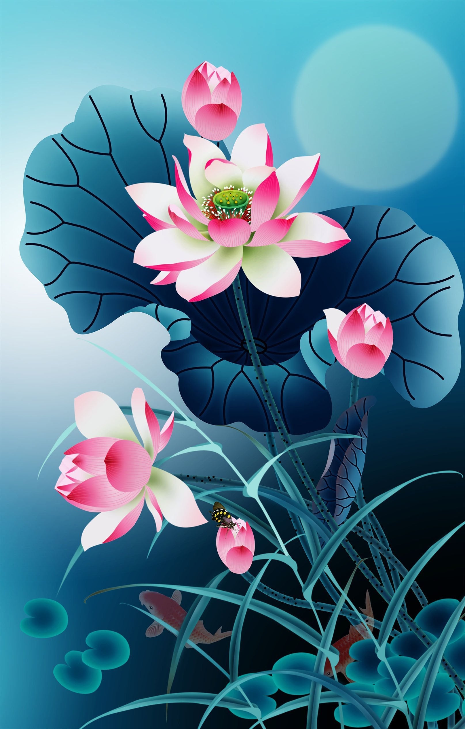 3D Shiny Lotus Flowers 1596 Stair Risers Wallpaper AJ Wallpaper 