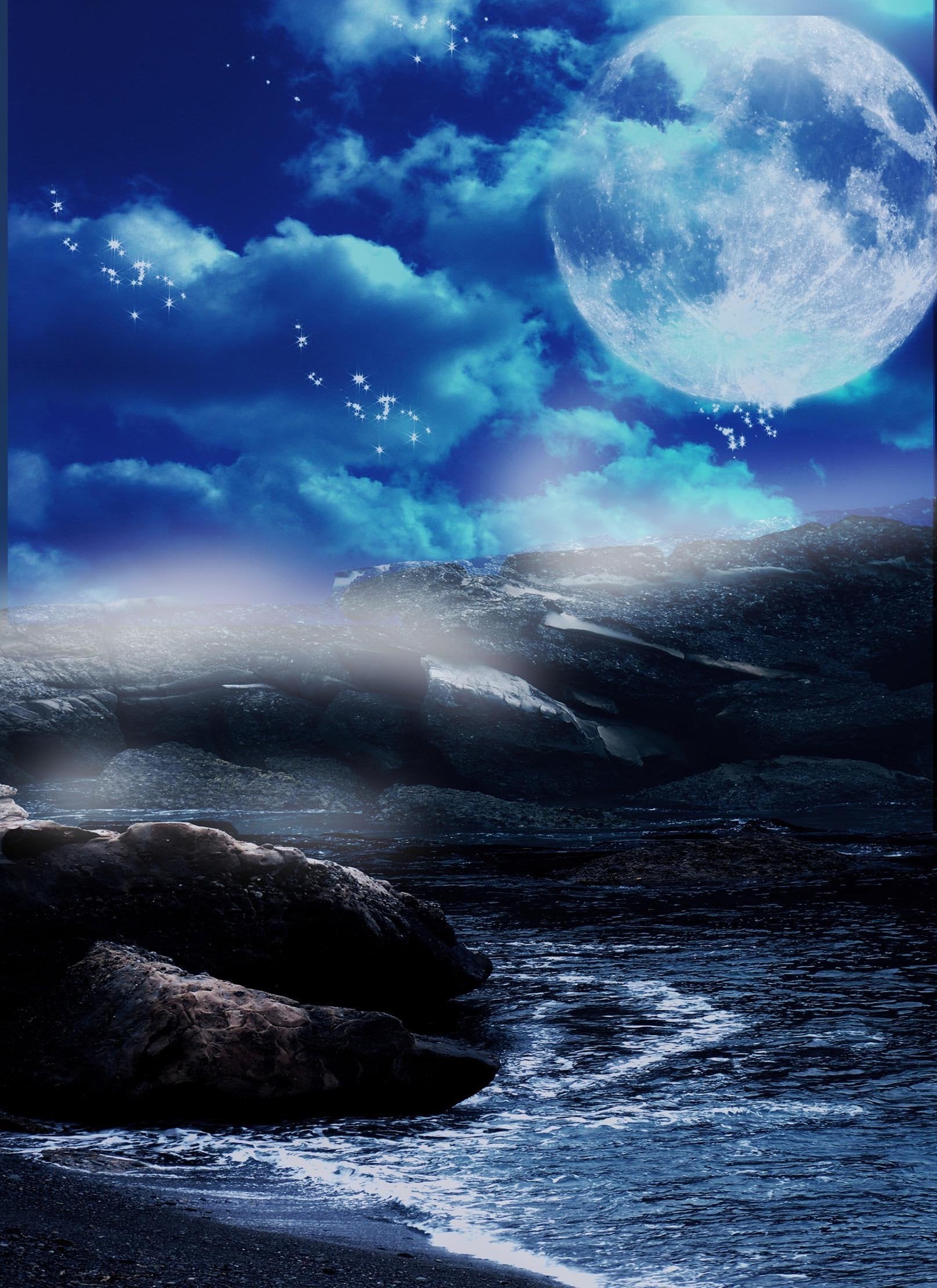 3D Stone Bay Bright Moon 1584 Stair Risers Wallpaper AJ Wallpaper 