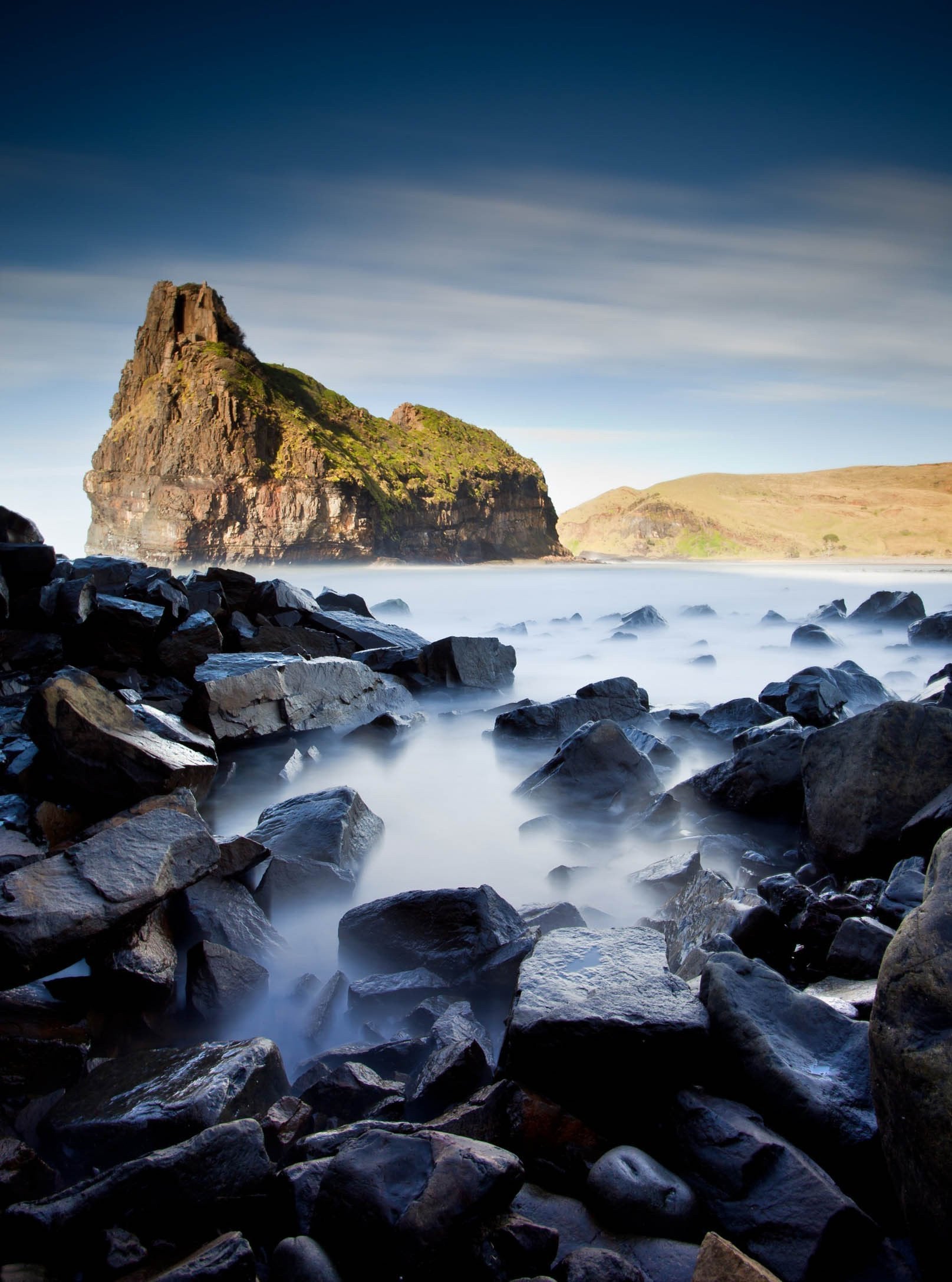 3D Misty Lake Stones 1556 Stair Risers Wallpaper AJ Wallpaper 