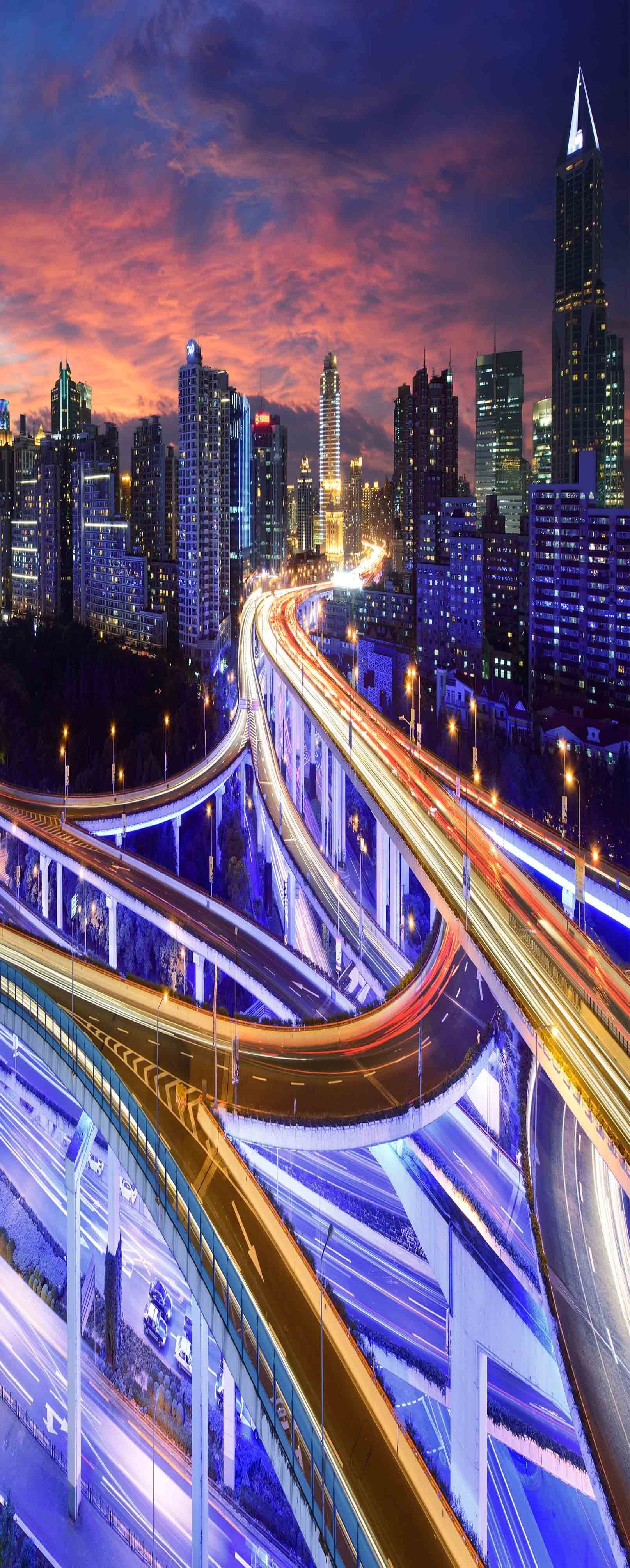 3D Bright City Night 1569 Stair Risers Wallpaper AJ Wallpaper 