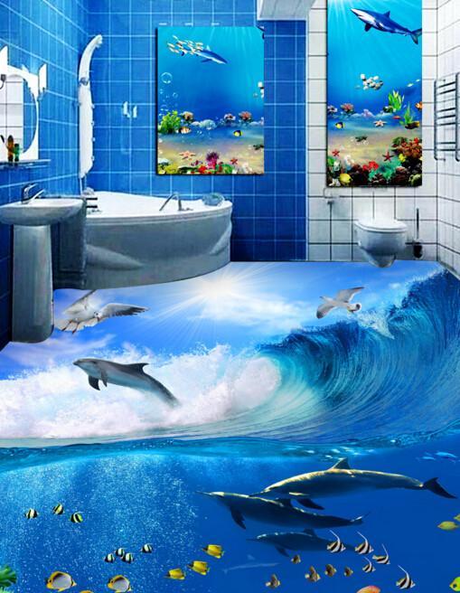 3D Wave Scenery Floor Mural Wallpaper AJ Wallpaper 2 