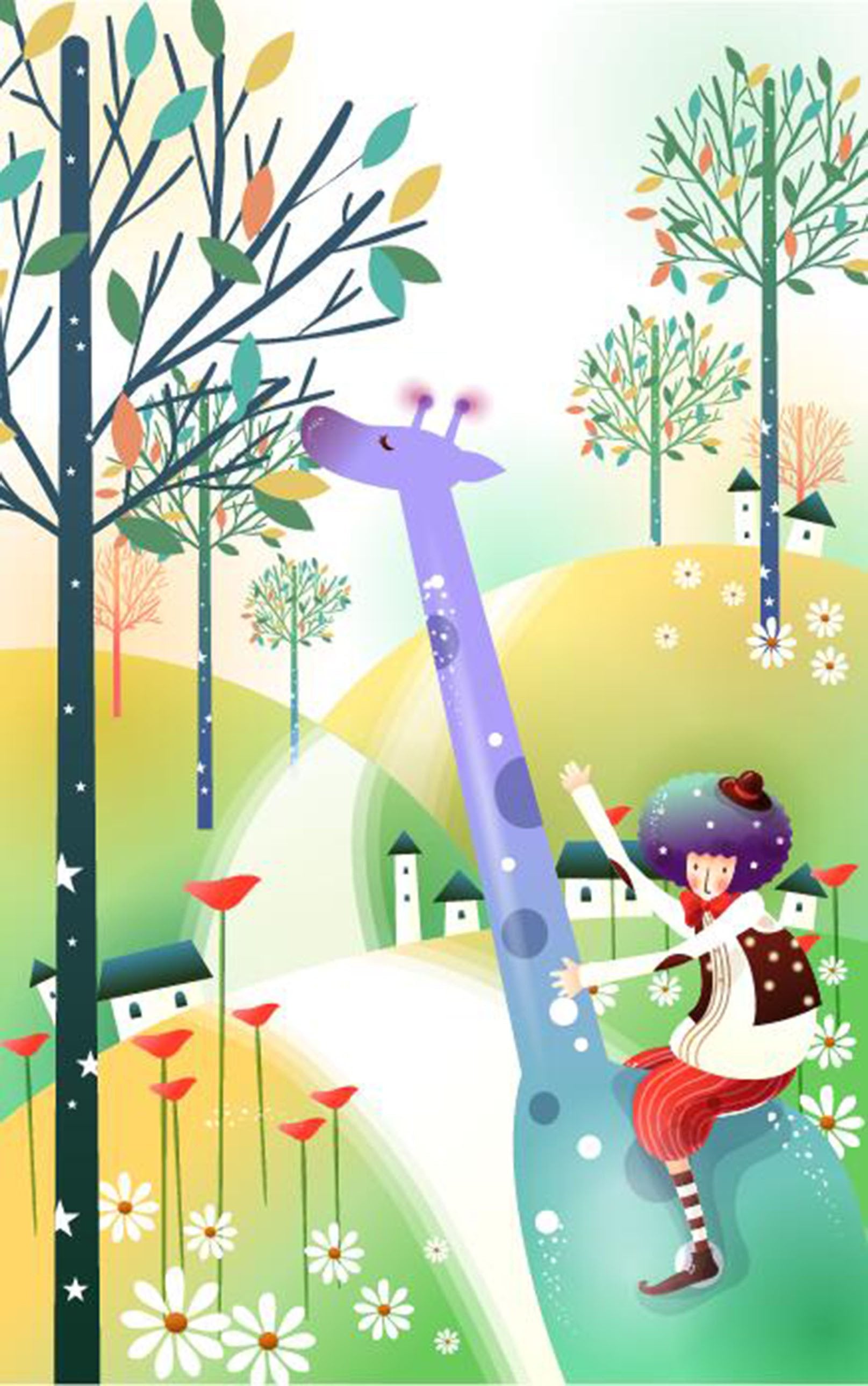 3D Riding Giraffe Kid 1027 Stair Risers Wallpaper AJ Wallpaper 