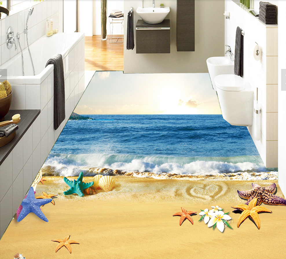 3D Beautiful Beach 600 Floor Mural  Wallpaper Murals Rug & Mat Print Epoxy waterproof bath floor