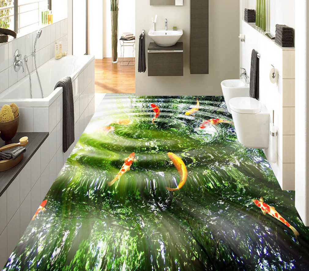 3D Clear Water Koi 567 Floor Mural  Wallpaper Murals Rug & Mat Print Epoxy waterproof bath floor