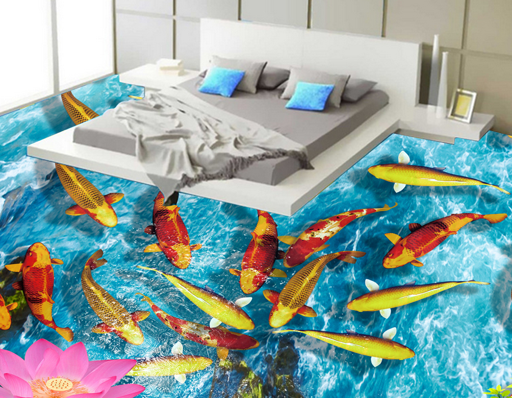 3D Lotus Koi 586 Floor Mural  Wallpaper Murals Rug & Mat Print Epoxy waterproof bath floor