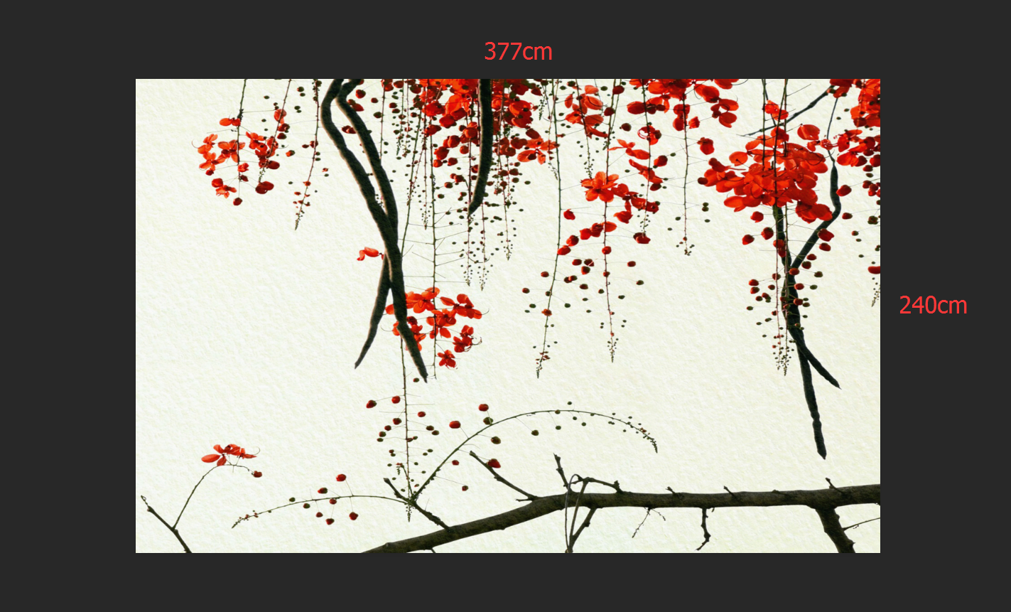 Custom Size Red Blossom Flower Plain : 3770L x 2400H AJ Wallpaper 