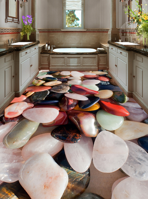 3D Colorful Pebbles 363 Floor Mural  Wallpaper Murals Rug & Mat Print Epoxy waterproof bath floor