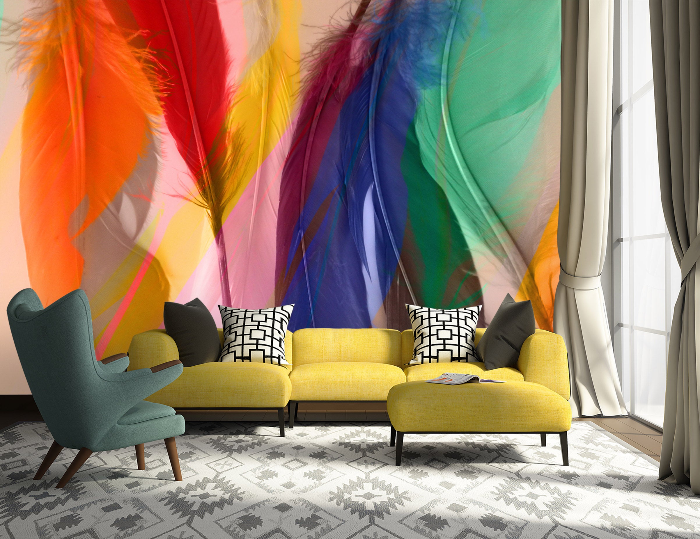 3D Colored Feathers 71081 Shandra Smith Wall Mural Wall Murals