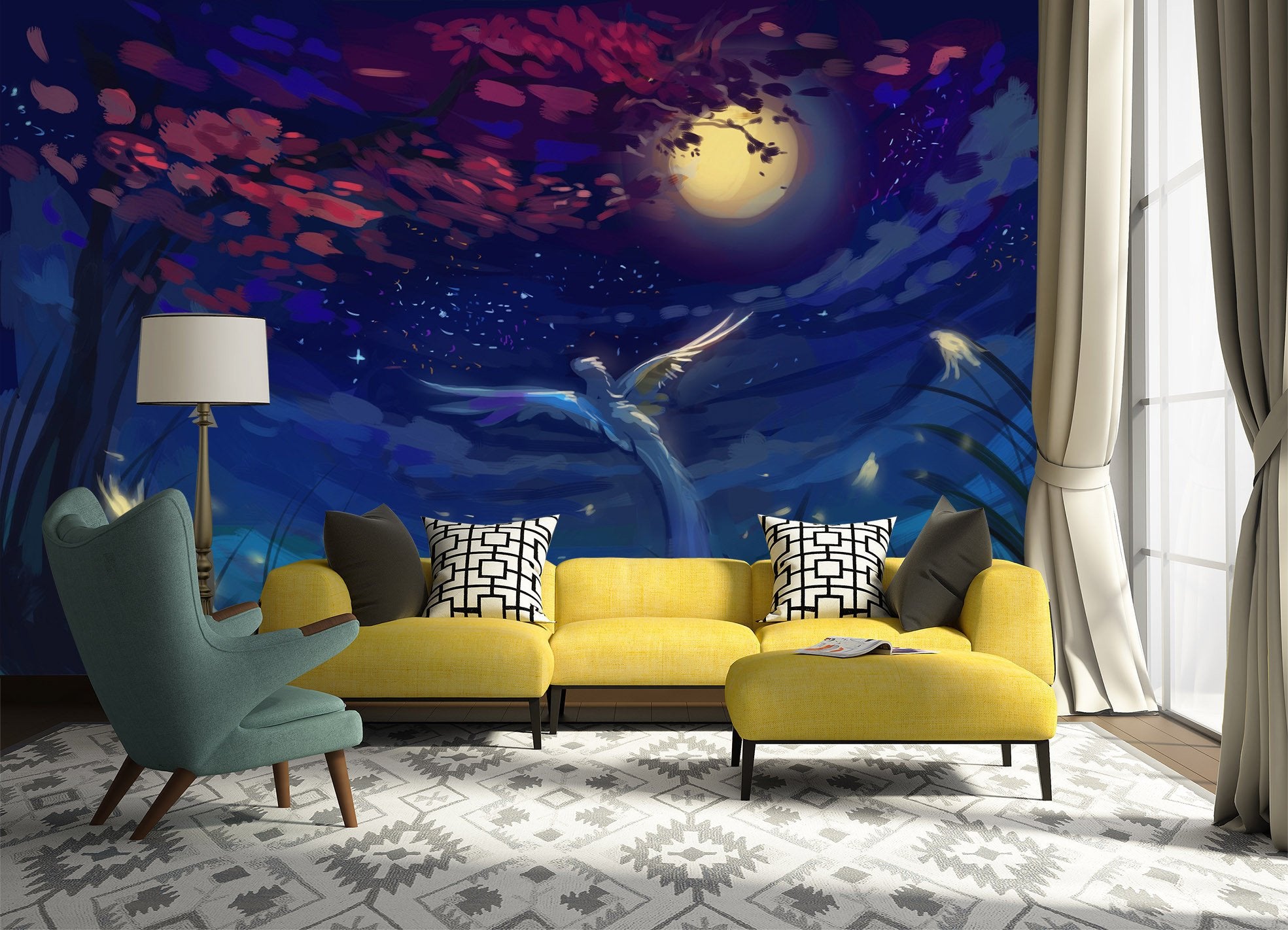 3D Phoenix Tree Moon 73 Wallpaper AJ Wallpaper 