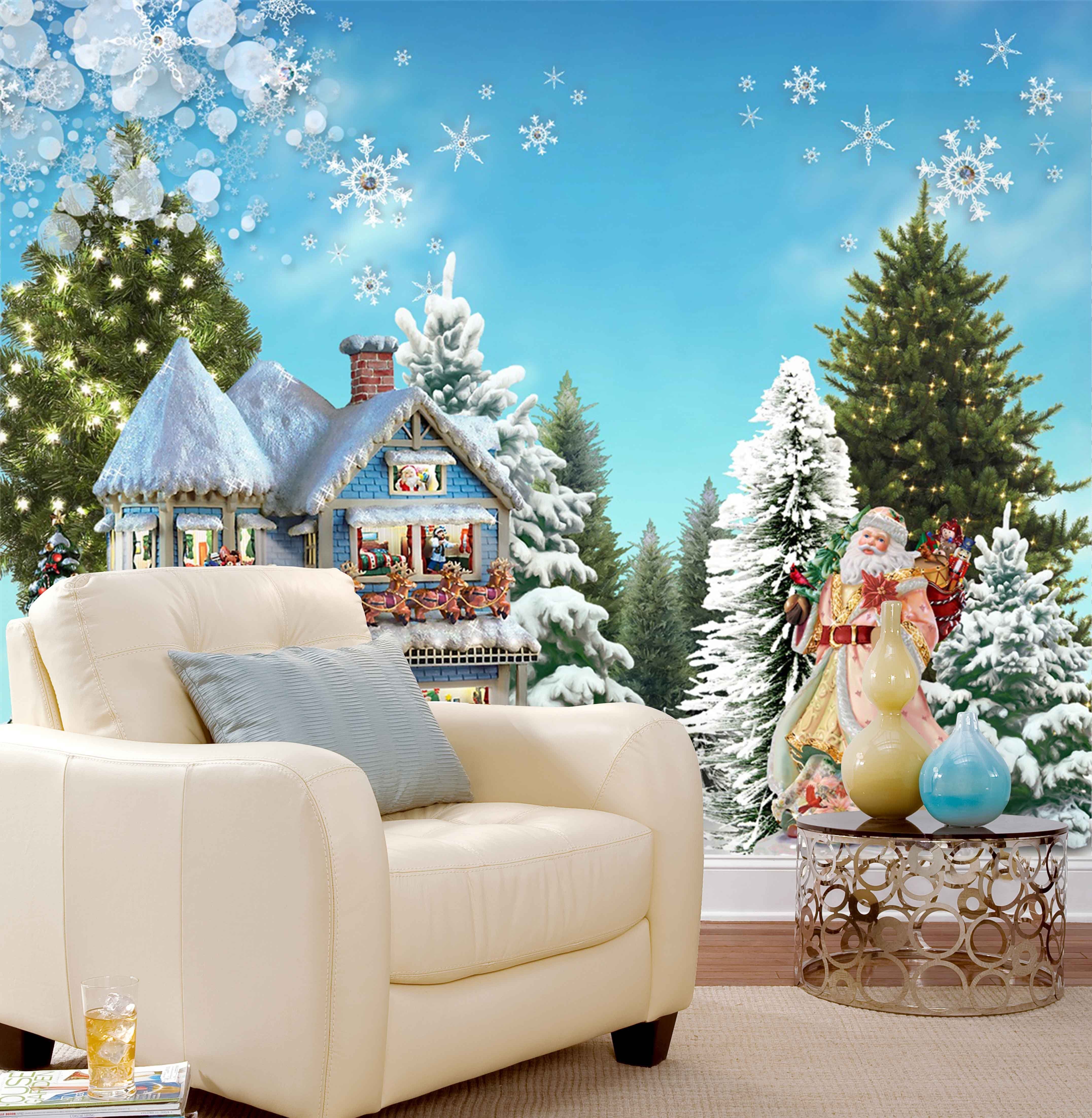 3D Snowflake House Tree 171 Wallpaper AJ Wallpaper 