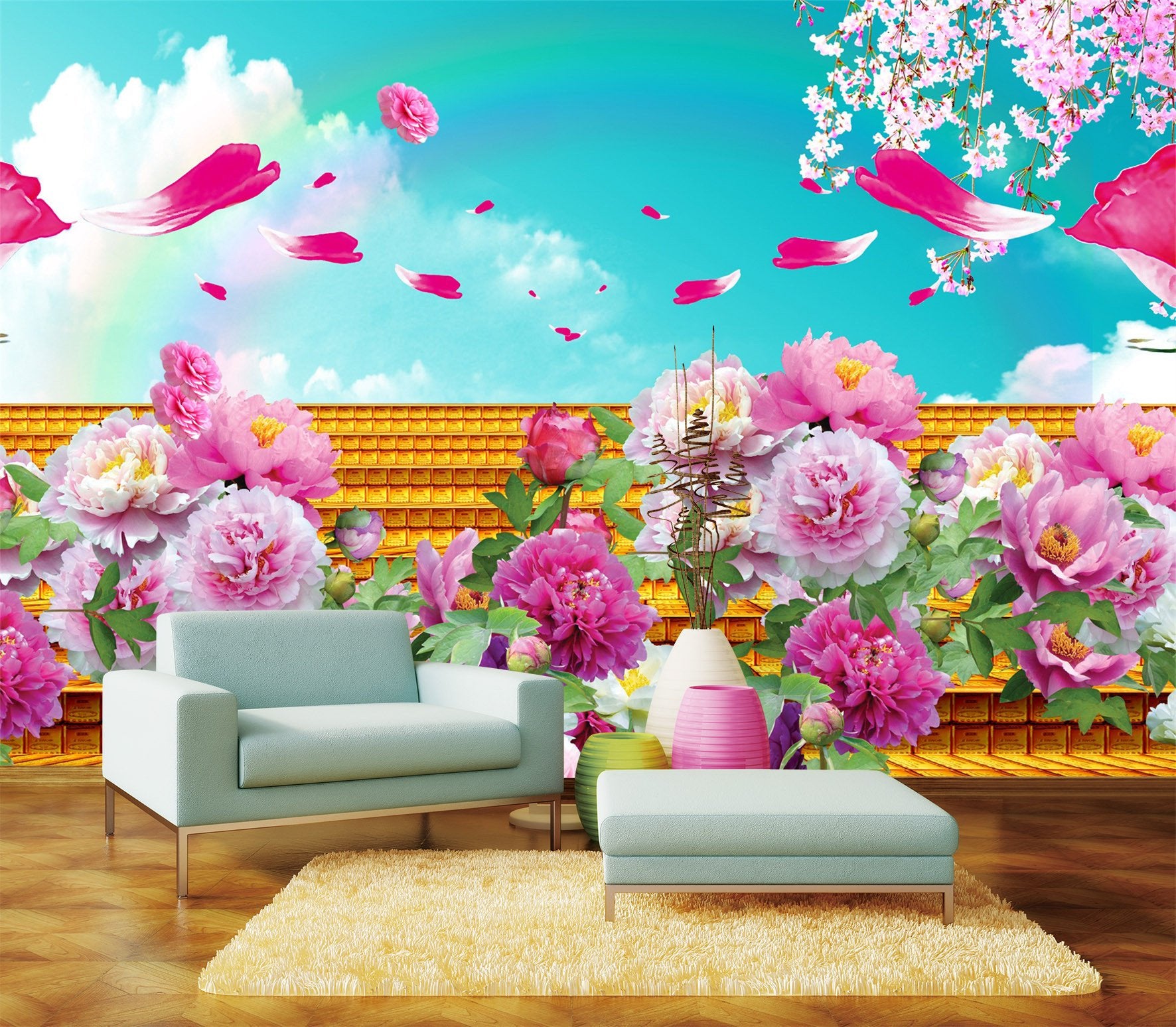 3D Pink Elegant Peony 877 Wallpaper AJ Wallpaper 