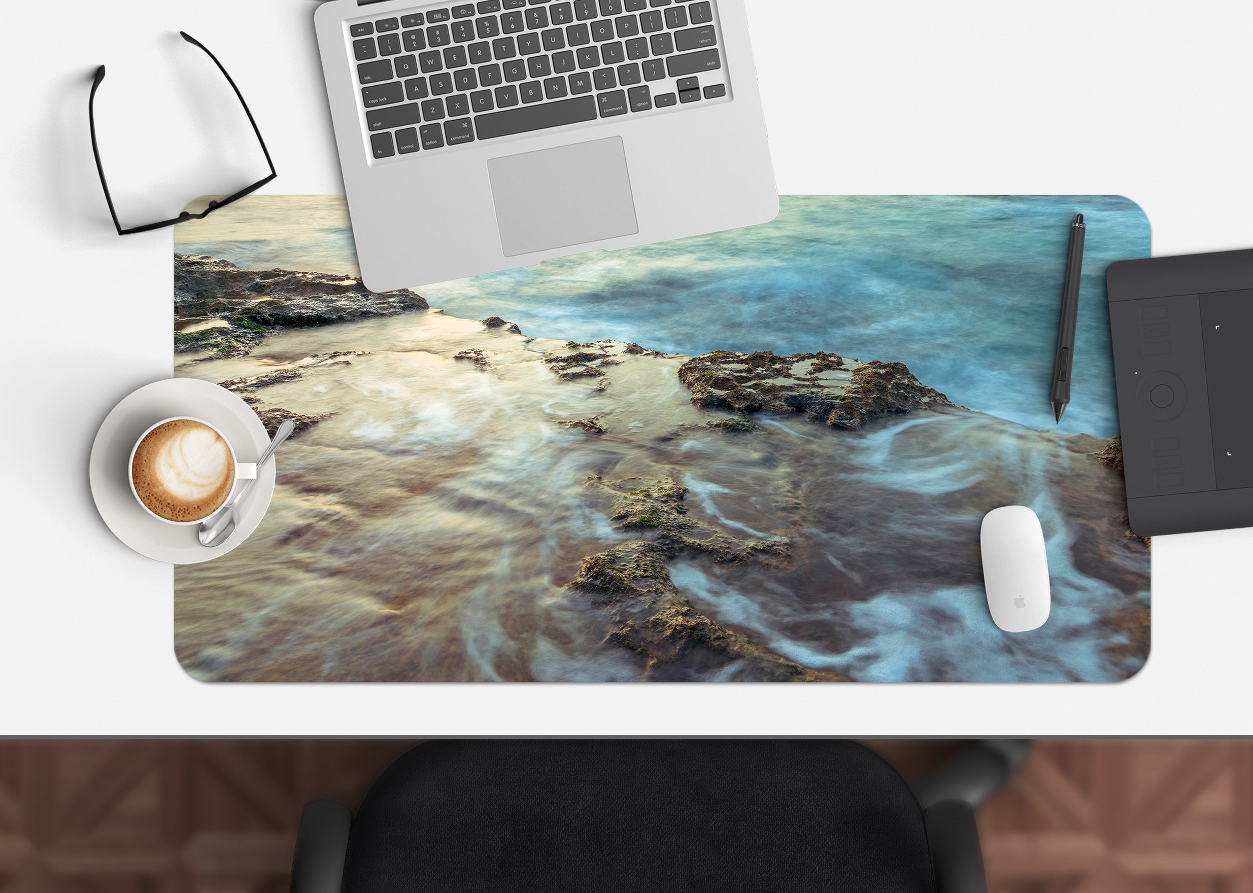 3D Beach Waves 7704 Assaf Frank Desk Mat