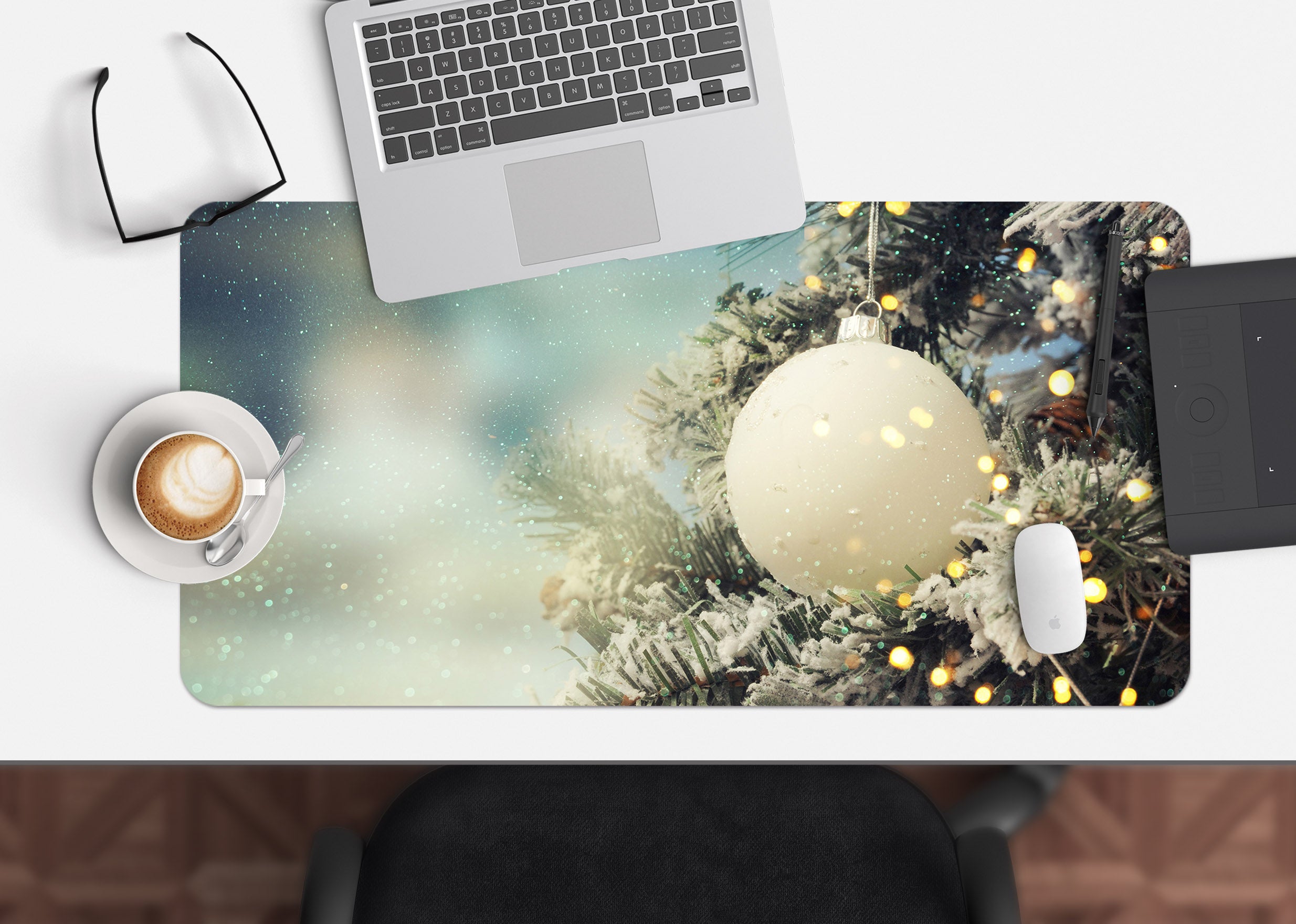 3D White Ball 53183 Christmas Desk Mat Xmas