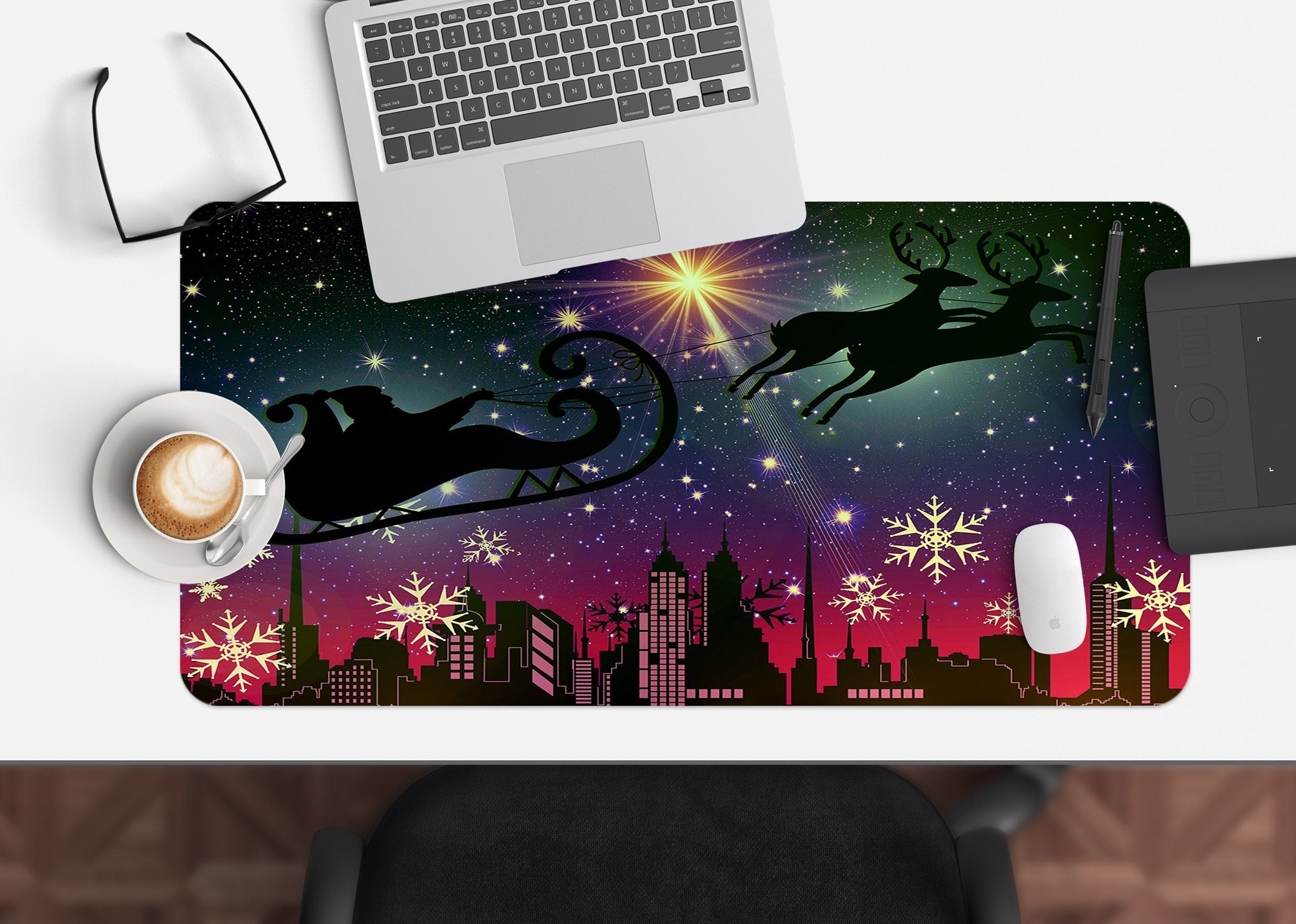 3D Night Snowflake 015 Desk Mat Mat AJ Creativity Home 