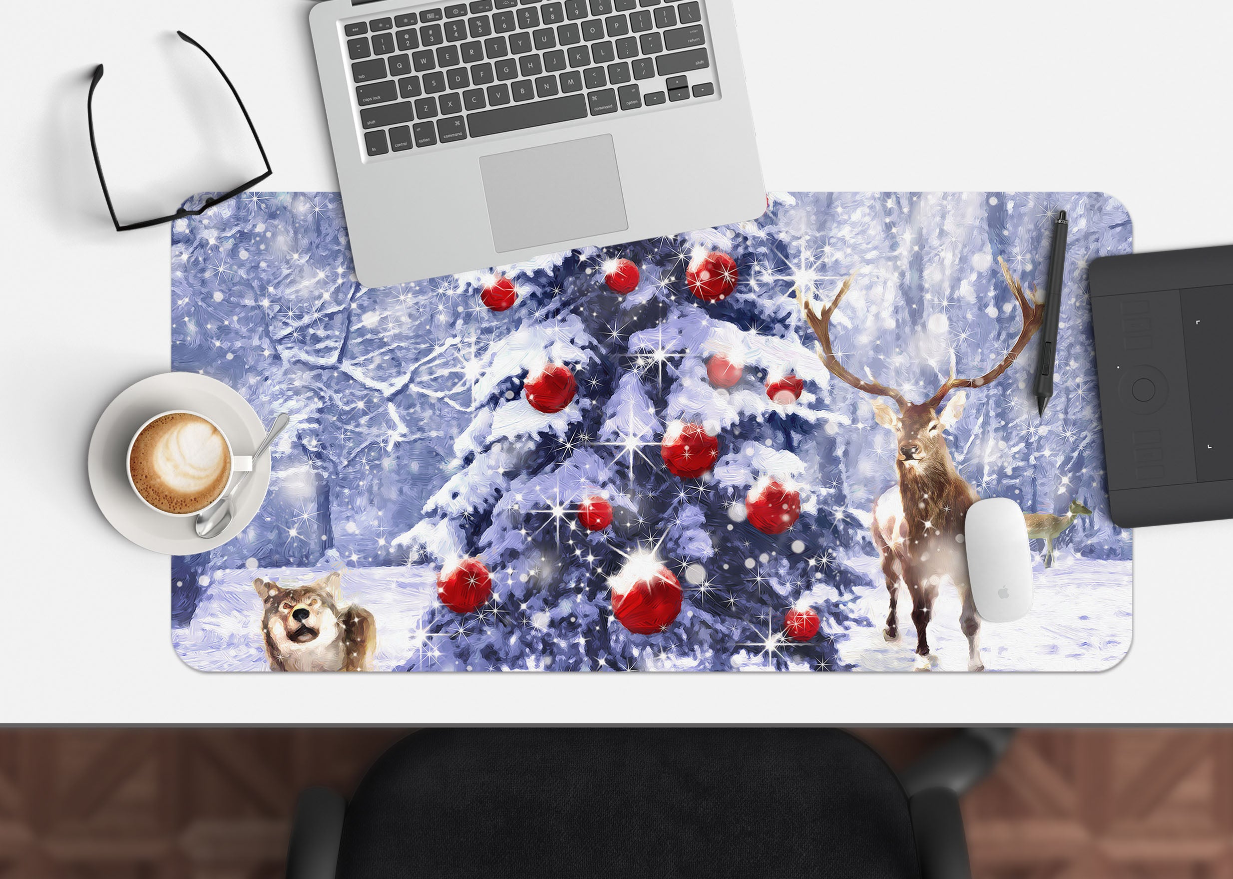 3D Snow Deer 53179 Christmas Desk Mat Xmas