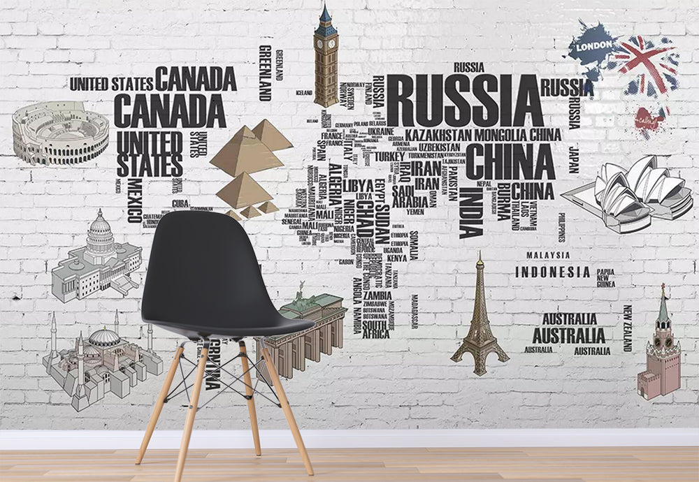 3D Map Building WC791 Wall Murals