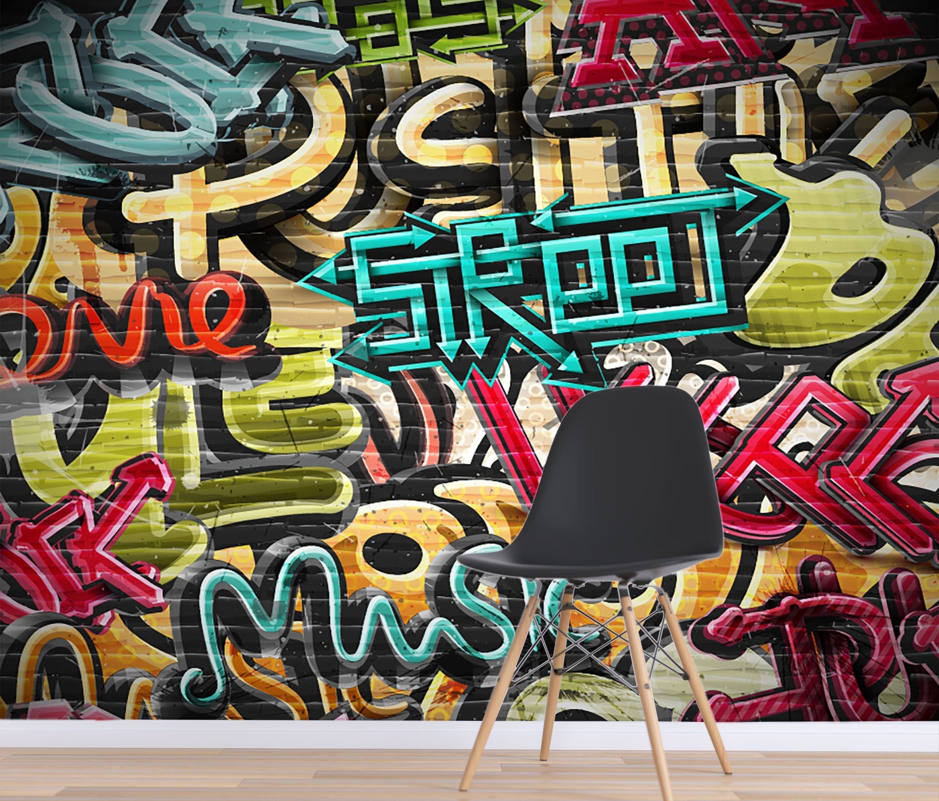 3D Graffiti Color Words 123 Wall Murals Wallpaper AJ Wallpaper 2 