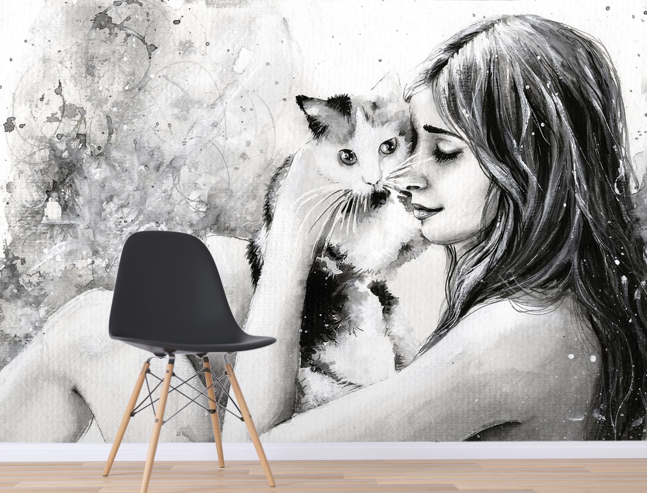 3D Cat Snuggle 635 Wallpaper AJ Wallpaper 2 