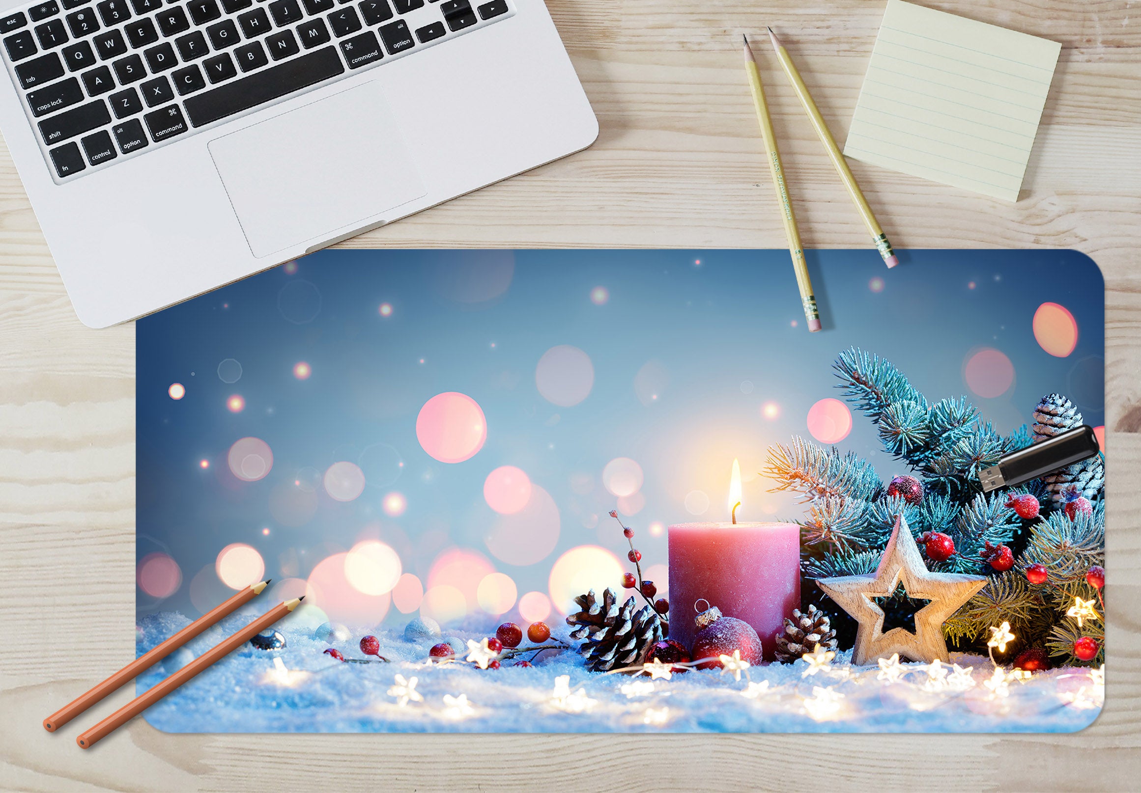 3D Candle Five-Pointed Star 53206 Christmas Desk Mat Xmas
