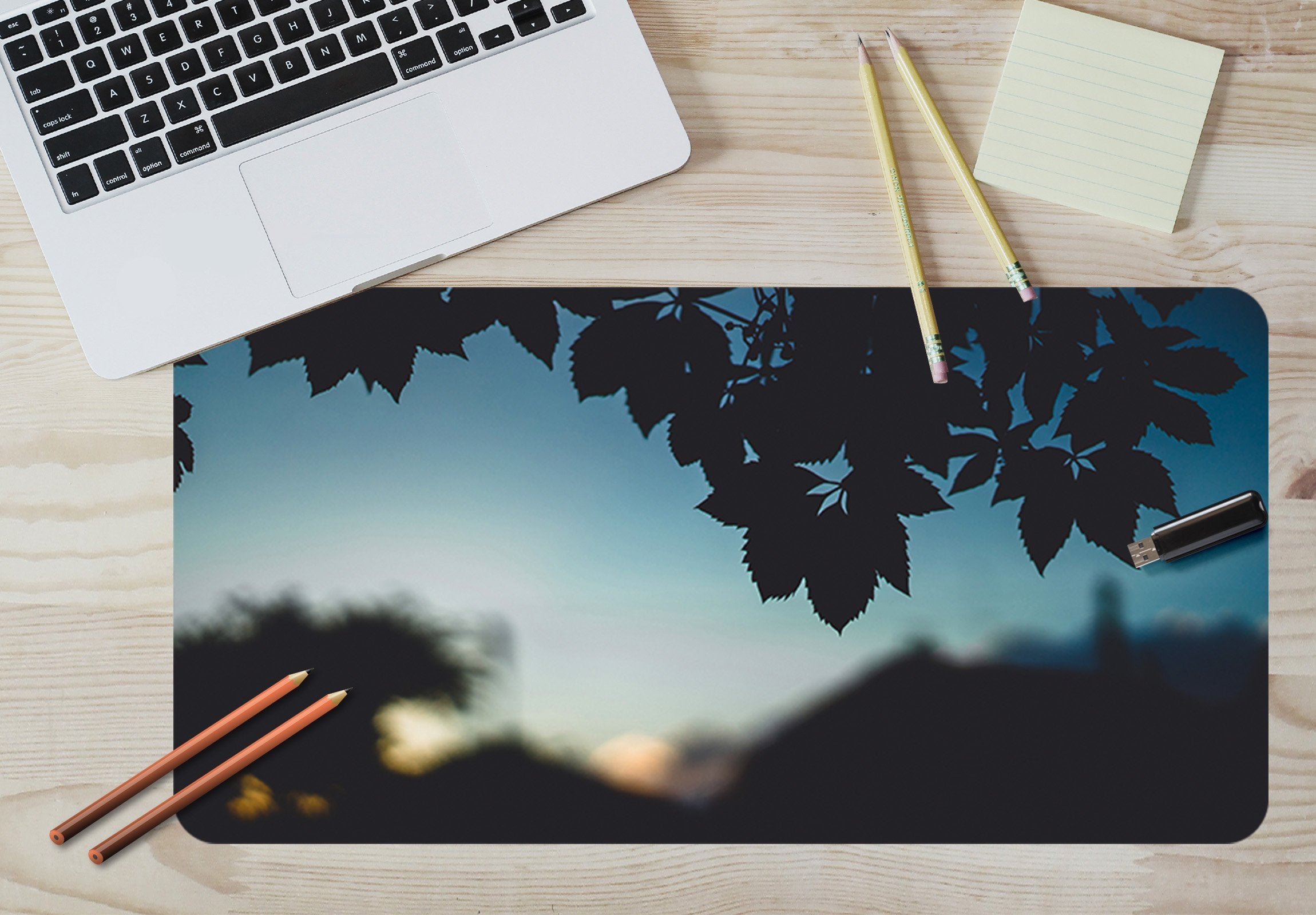 3D Leaves Shadow 004 Desk Mat Mat AJ Creativity Home 