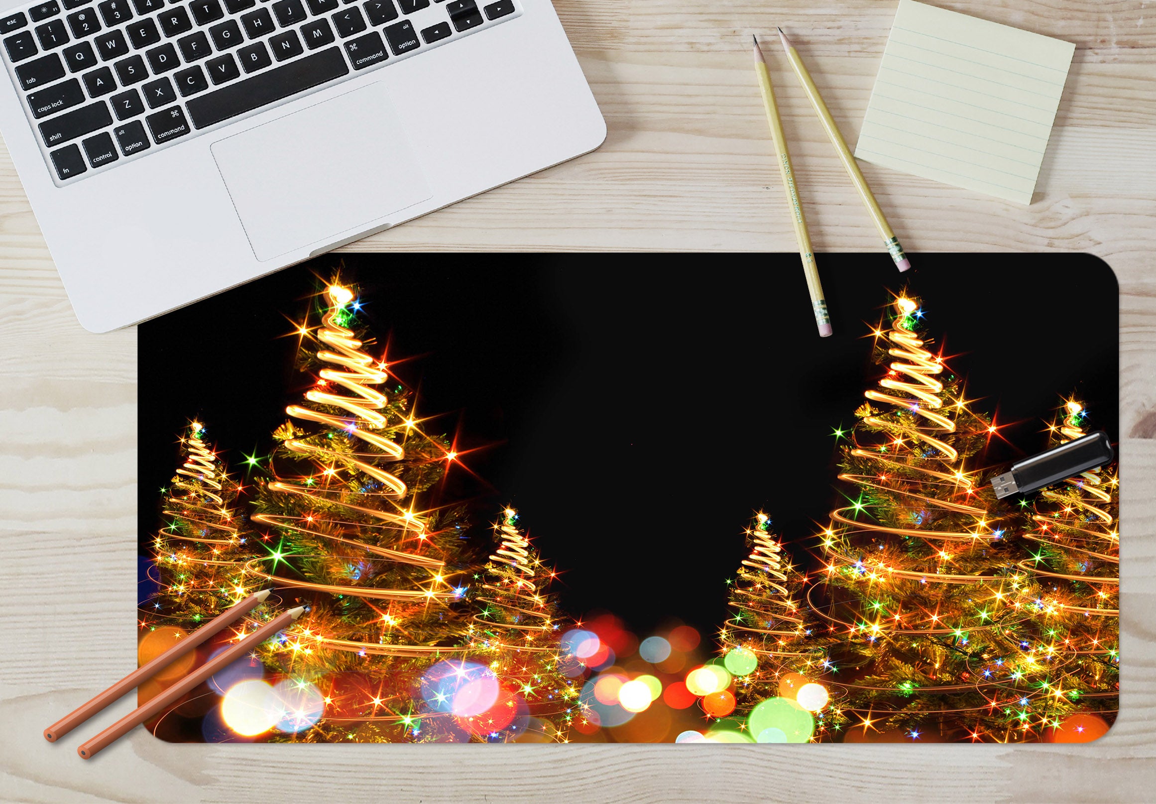 3D Colored Lights Tree 53158 Christmas Desk Mat Xmas