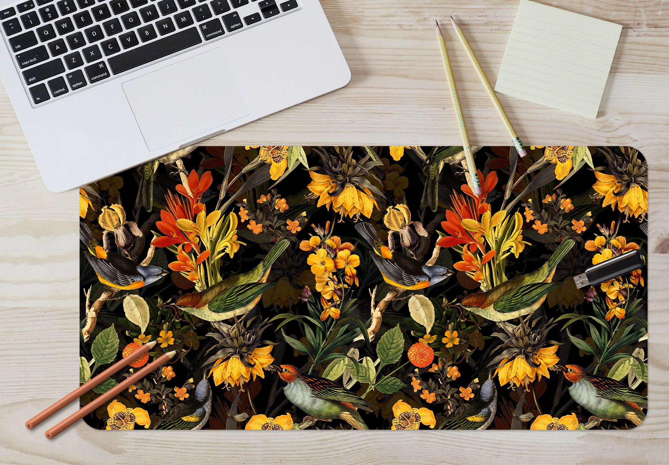 3D Yellow Flowers Pattern 120154 Uta Naumann Desk Mat
