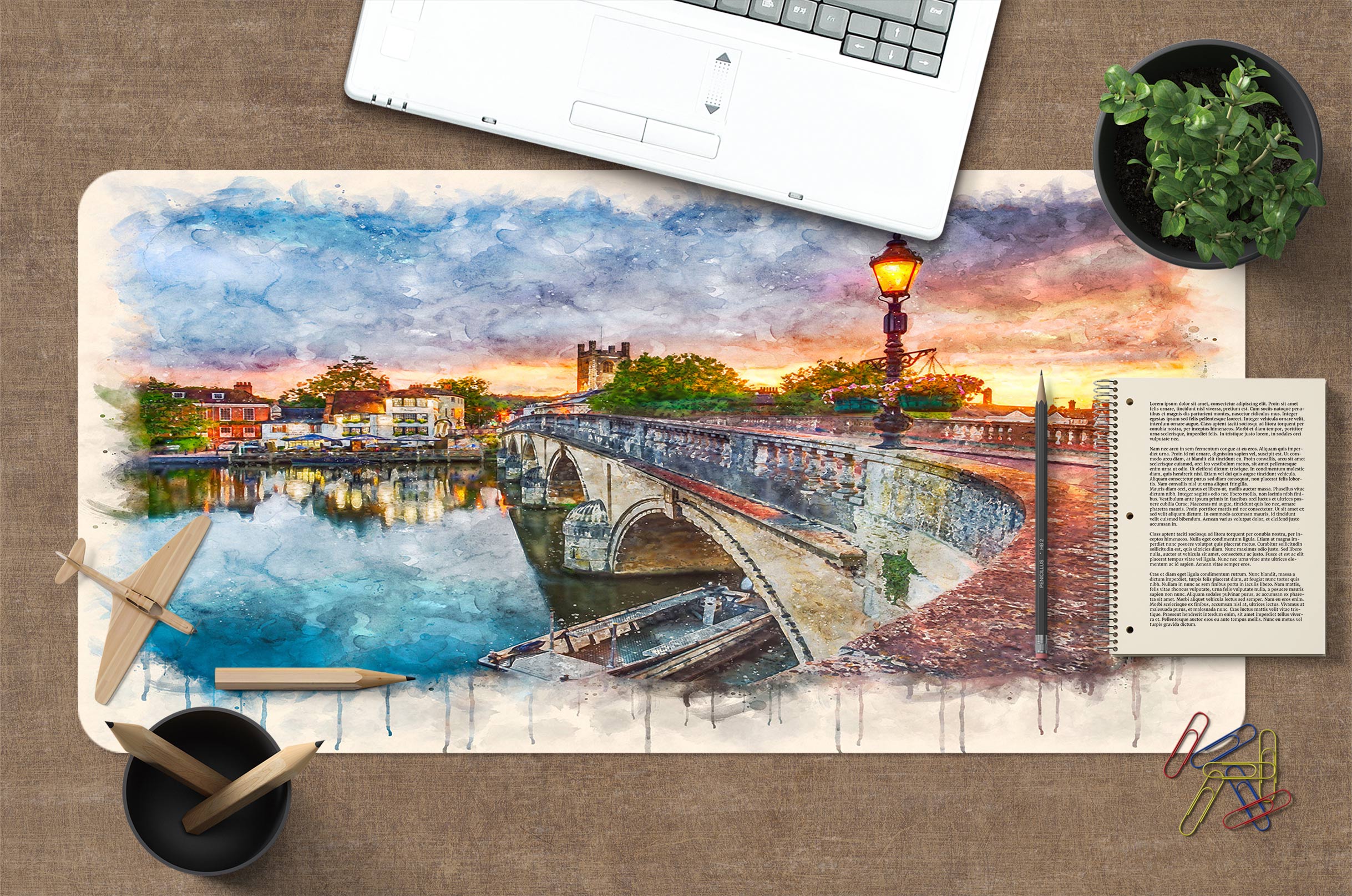 3D Bridge Street Light 12418 Assaf Frank Desk Mat