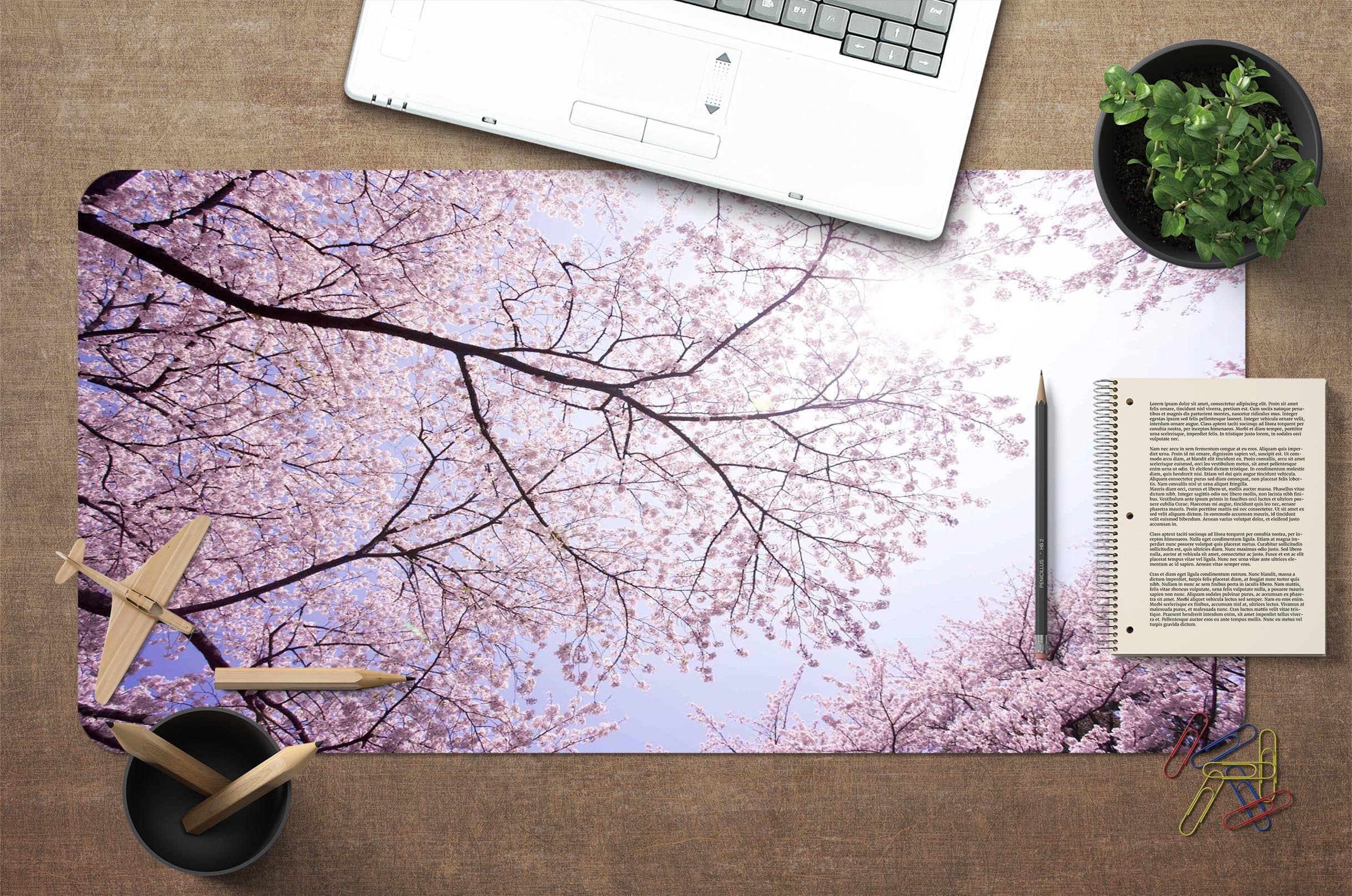 3D Cherry Blossom Sky 095 Desk Mat Mat AJ Creativity Home 
