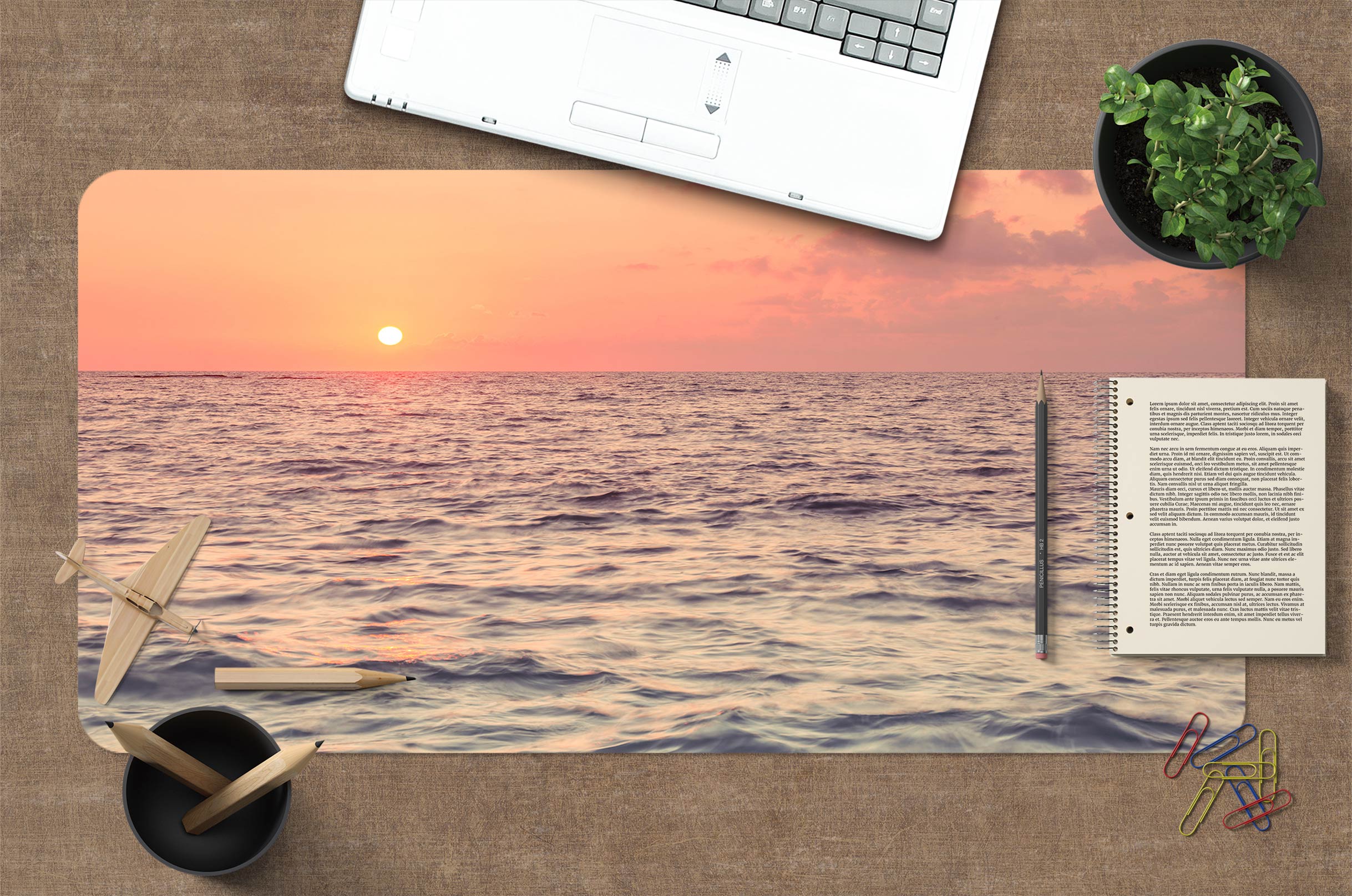 3D Sunset Beach 12423 Assaf Frank Desk Mat
