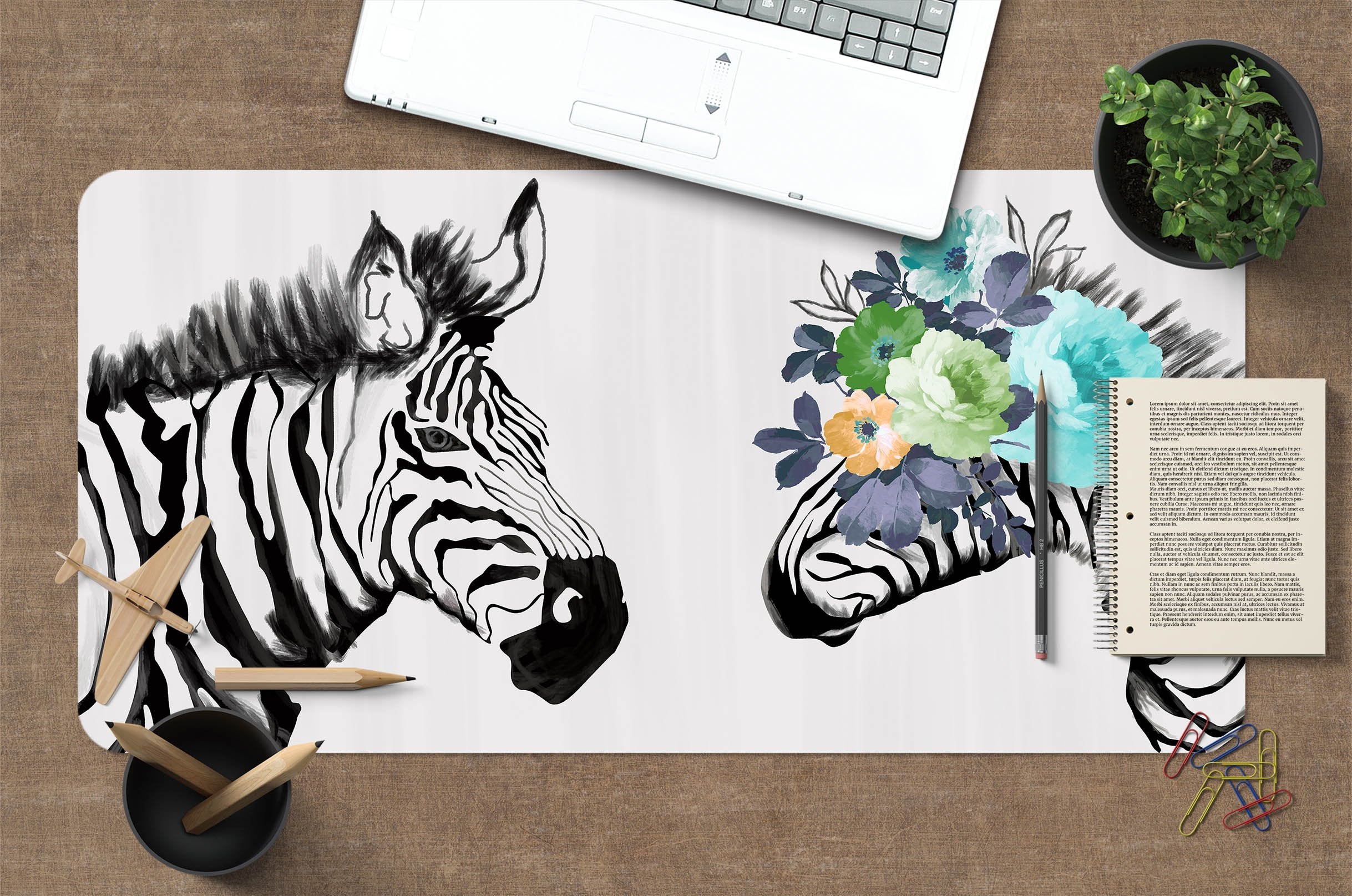 3D Rainbow Zebra 014 Desk Mat Mat AJ Creativity Home 