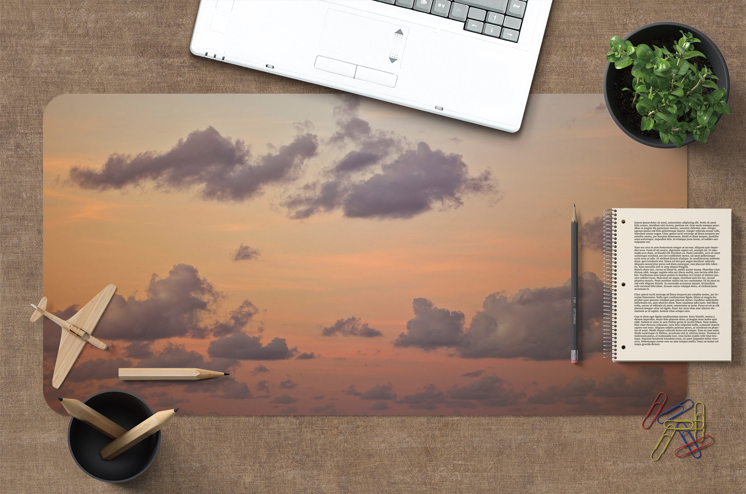 3D Sunset Clouds 7706 Assaf Frank Desk Mat