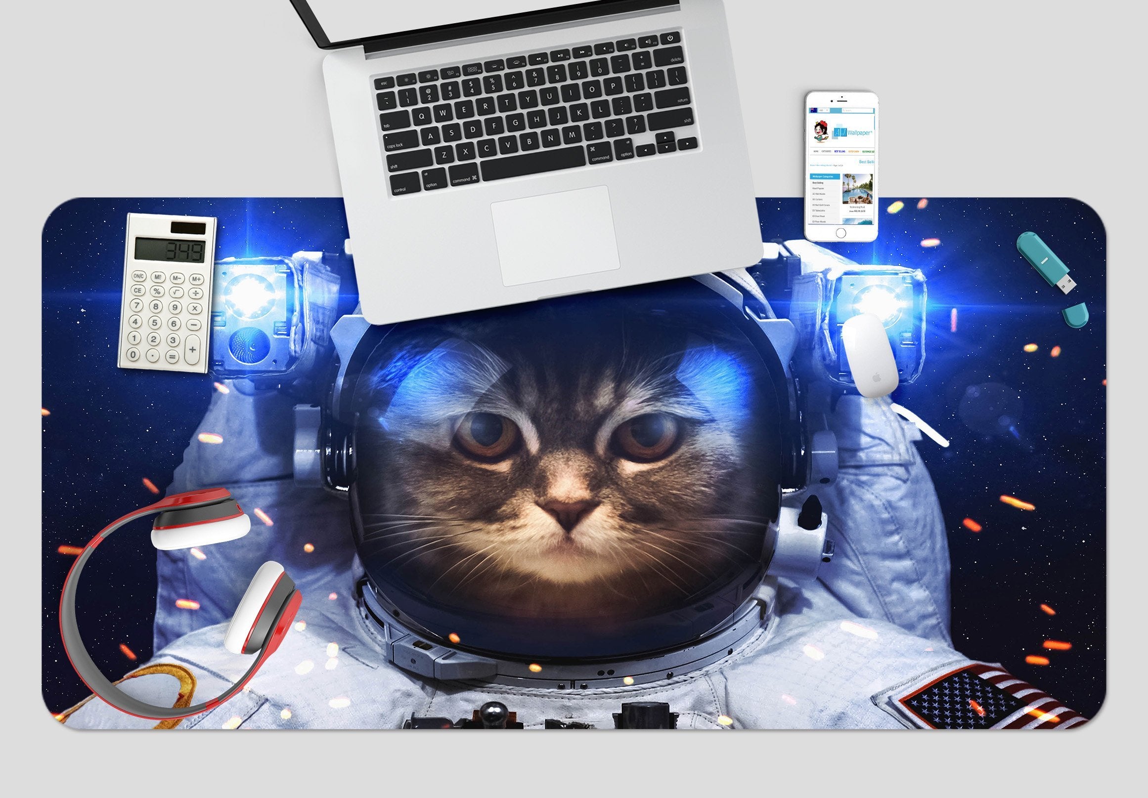 3D Space Cat 192 Desk Mat Mat AJ Creativity Home 