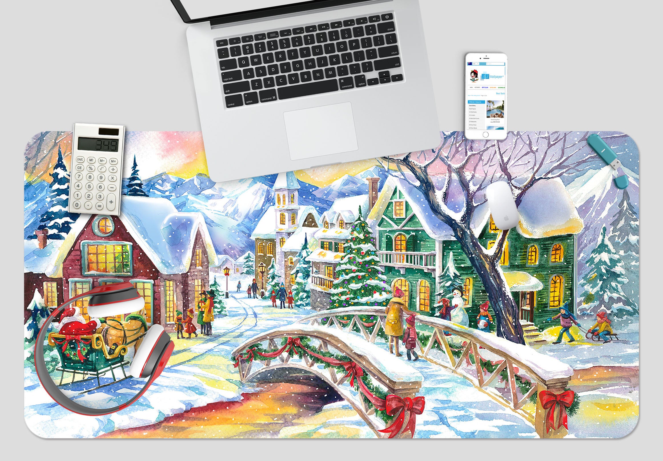 3D Snow House 53233 Christmas Desk Mat Xmas