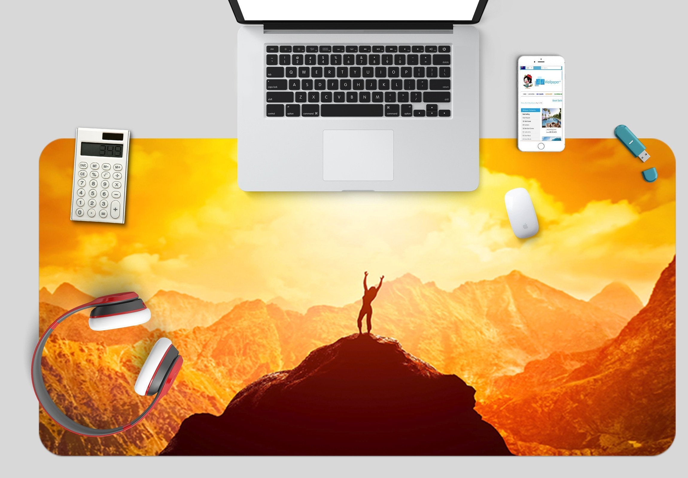 3D Sunset Mountain 071 Desk Mat Mat AJ Creativity Home 