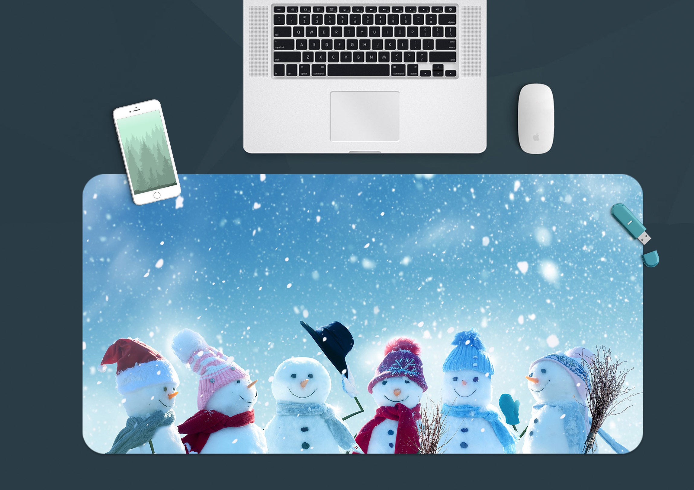 3D Snowman 53223 Christmas Desk Mat Xmas