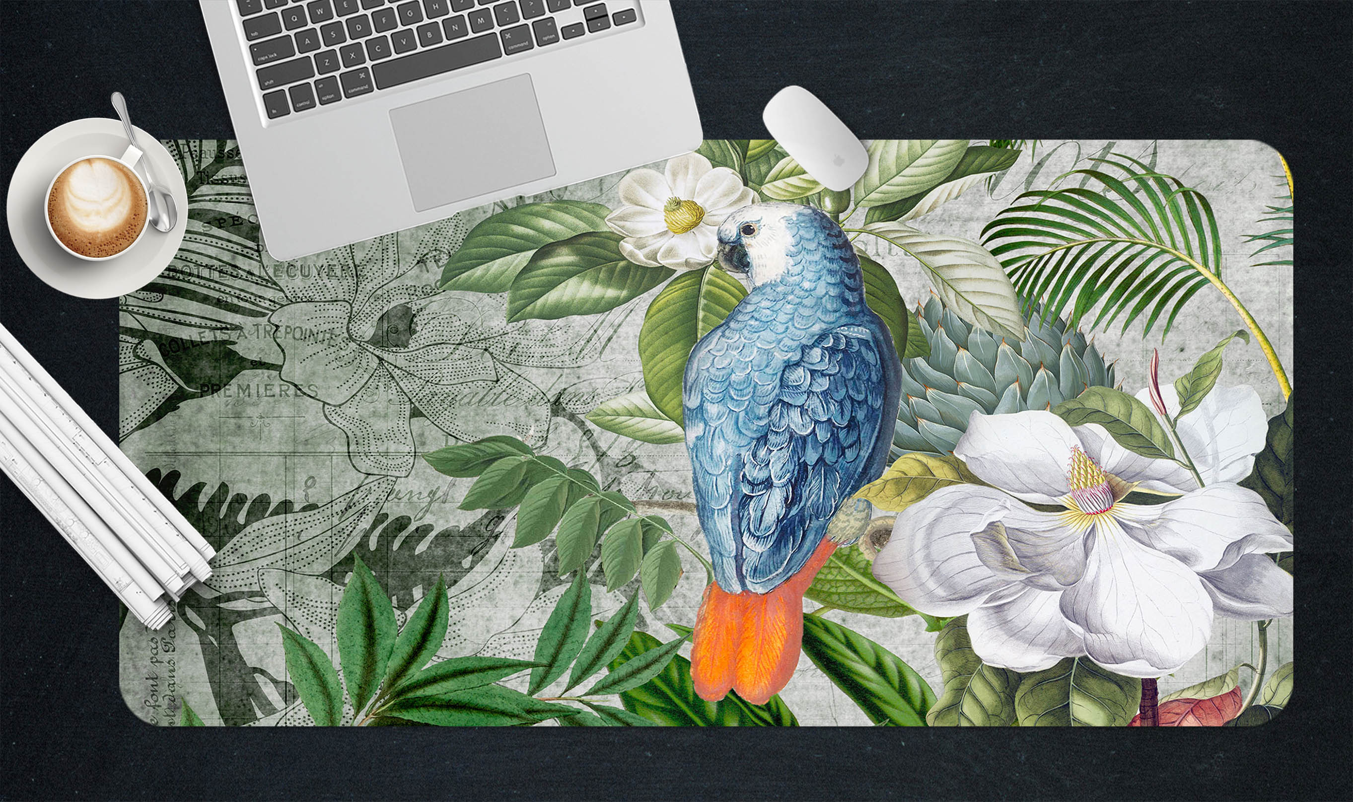 3D Blue Bird Flower 5235 Andrea Haase Desk Mat