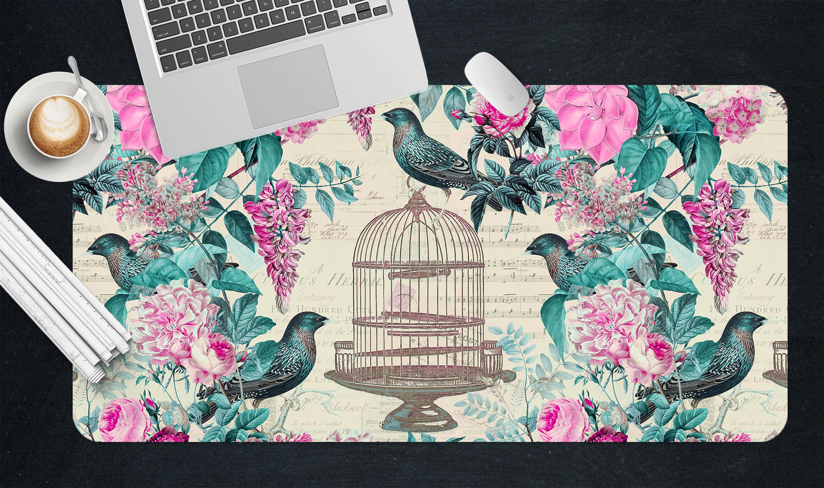 3D Birdcage Flower 983 Andrea Haase Desk Mat