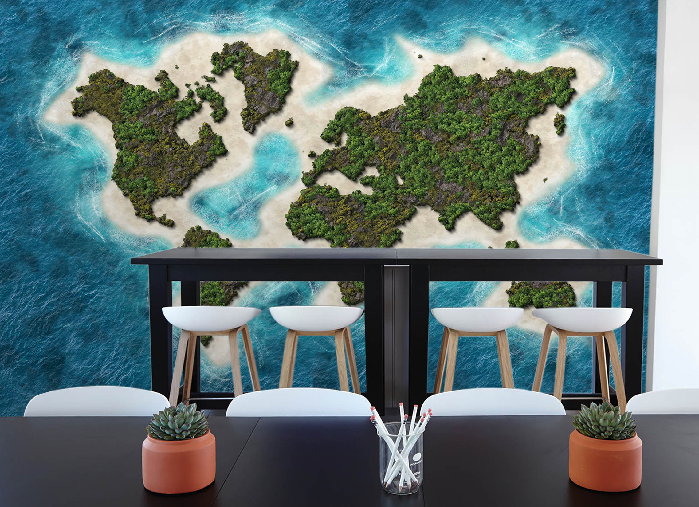 3D Oasis Sea 2003 World Map Wall Murals