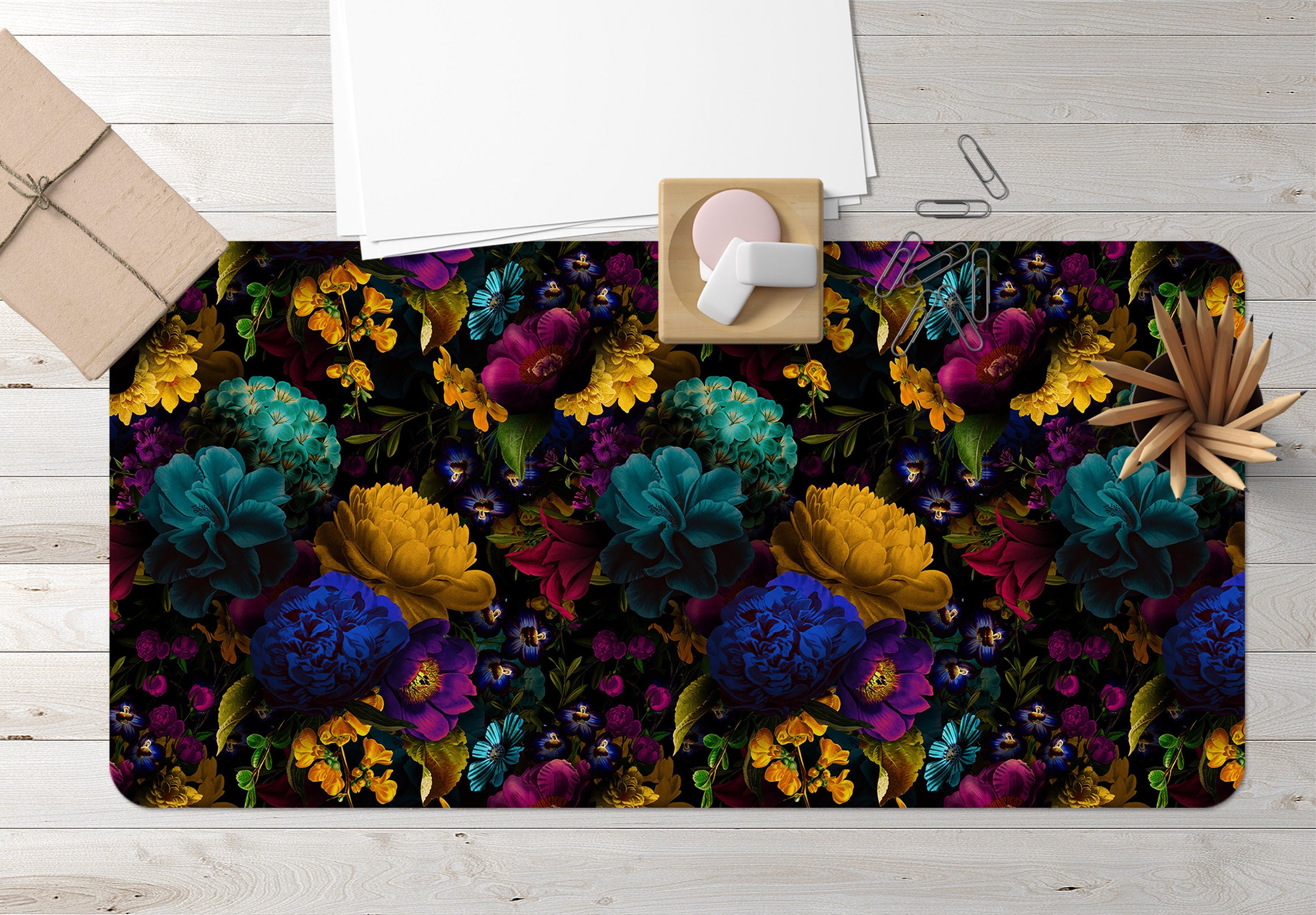 3D Colorful Flowers 120142 Uta Naumann Desk Mat