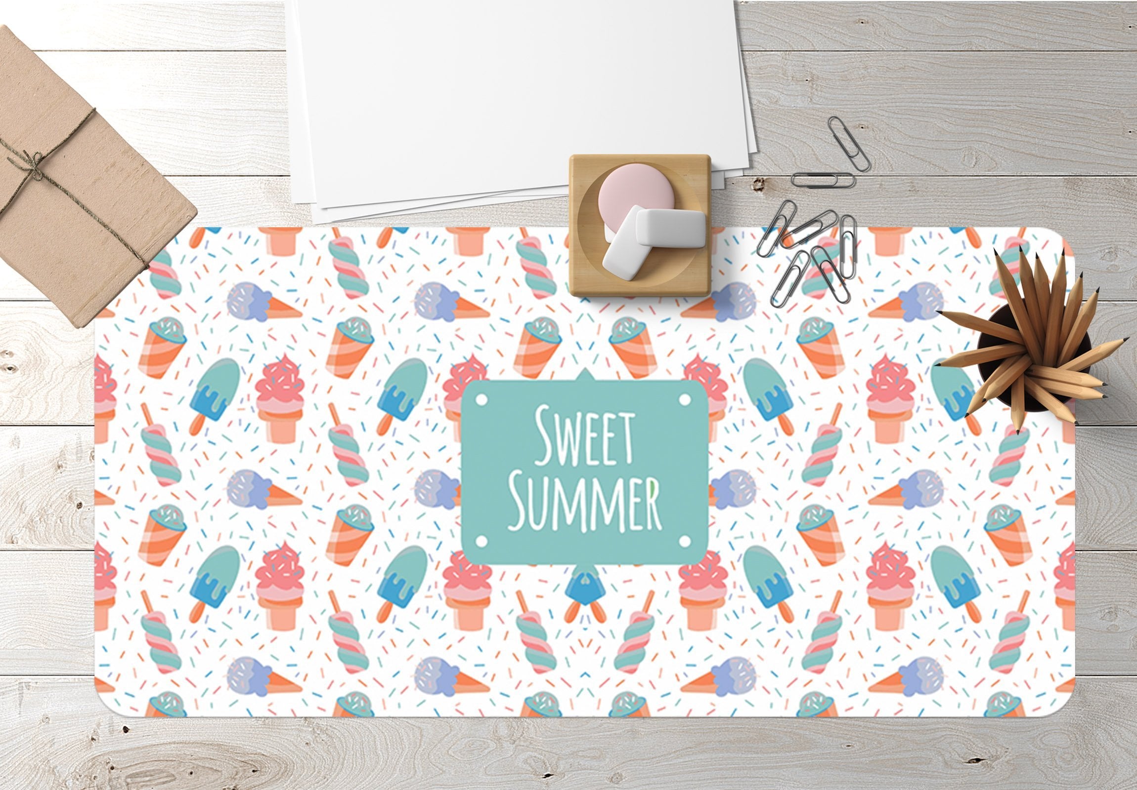 3D Ice Cream Alphabet 066 Desk Mat Mat AJ Creativity Home 