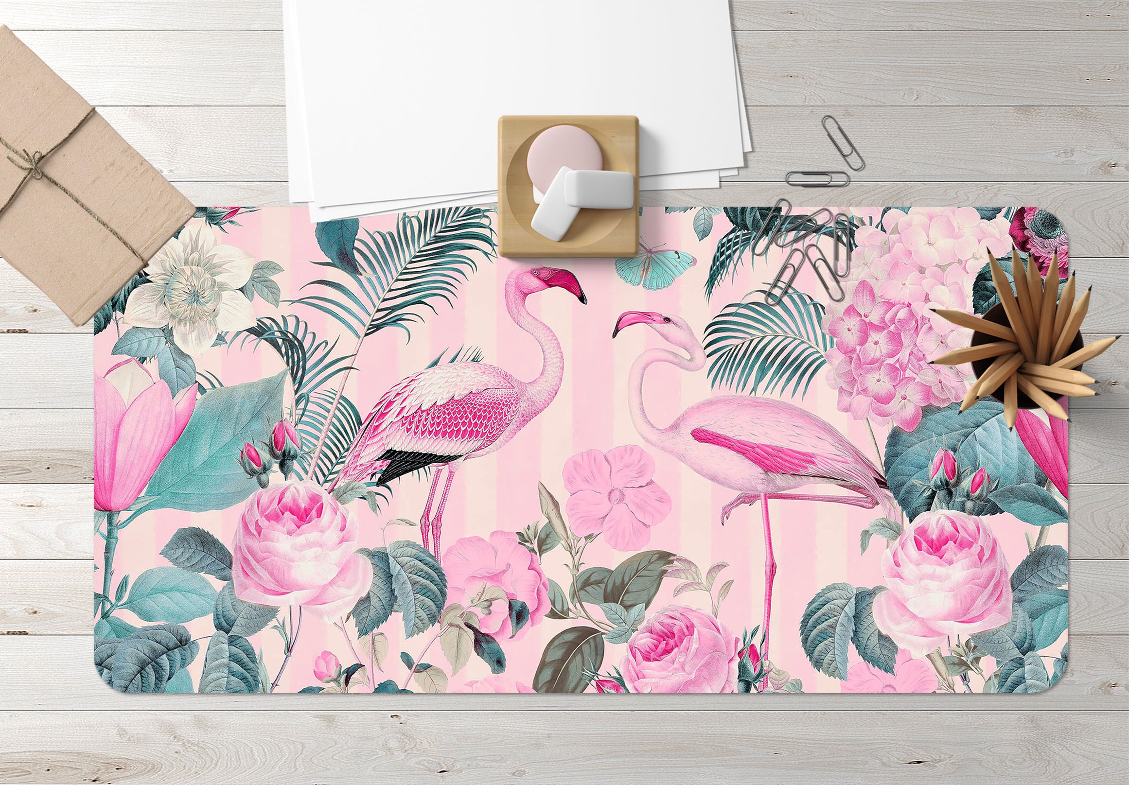 3D Pink Flamingo 997 Andrea Haase Desk Mat