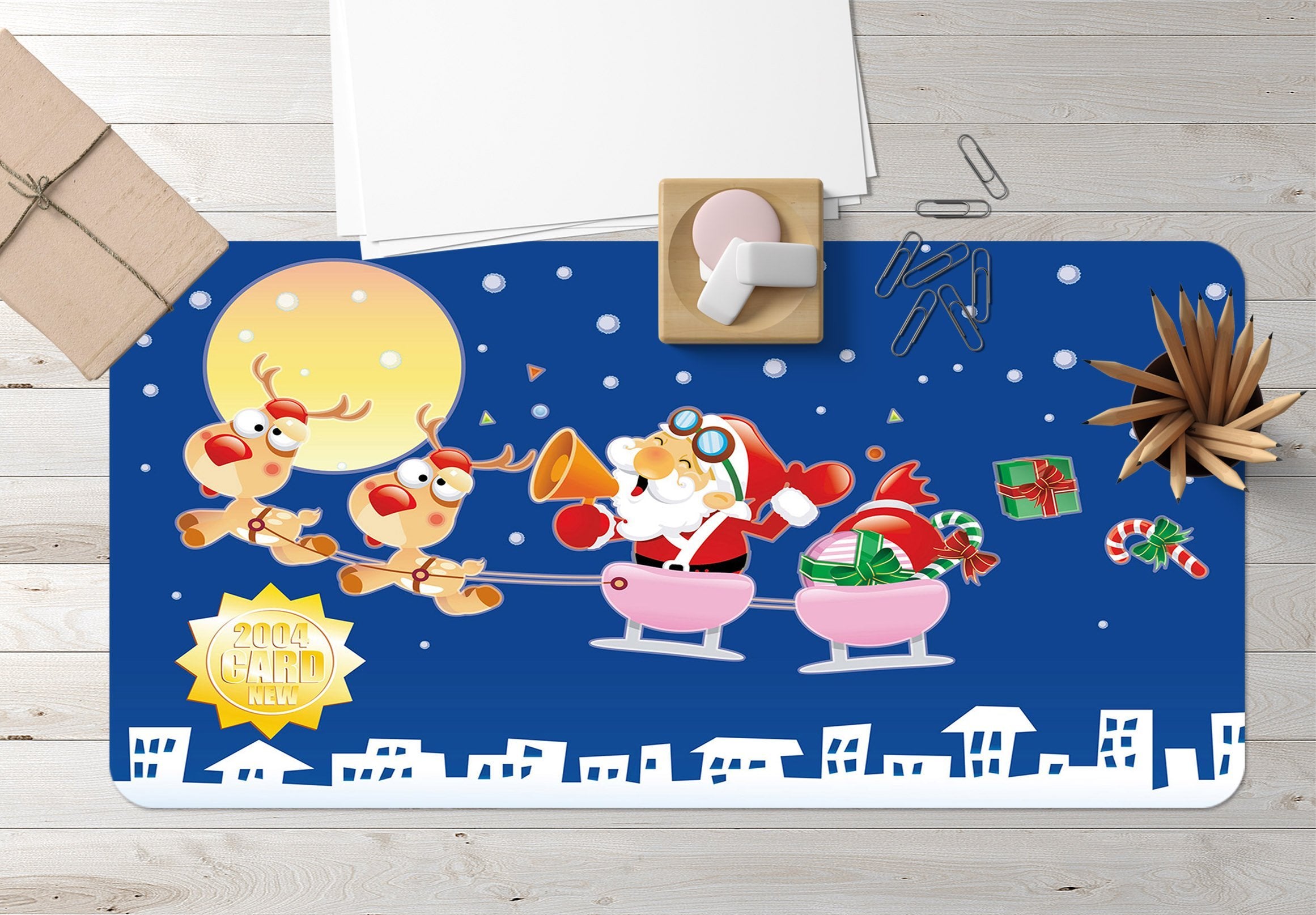 3D Cartoon Sleigh Moon 019 Desk Mat Mat AJ Creativity Home 