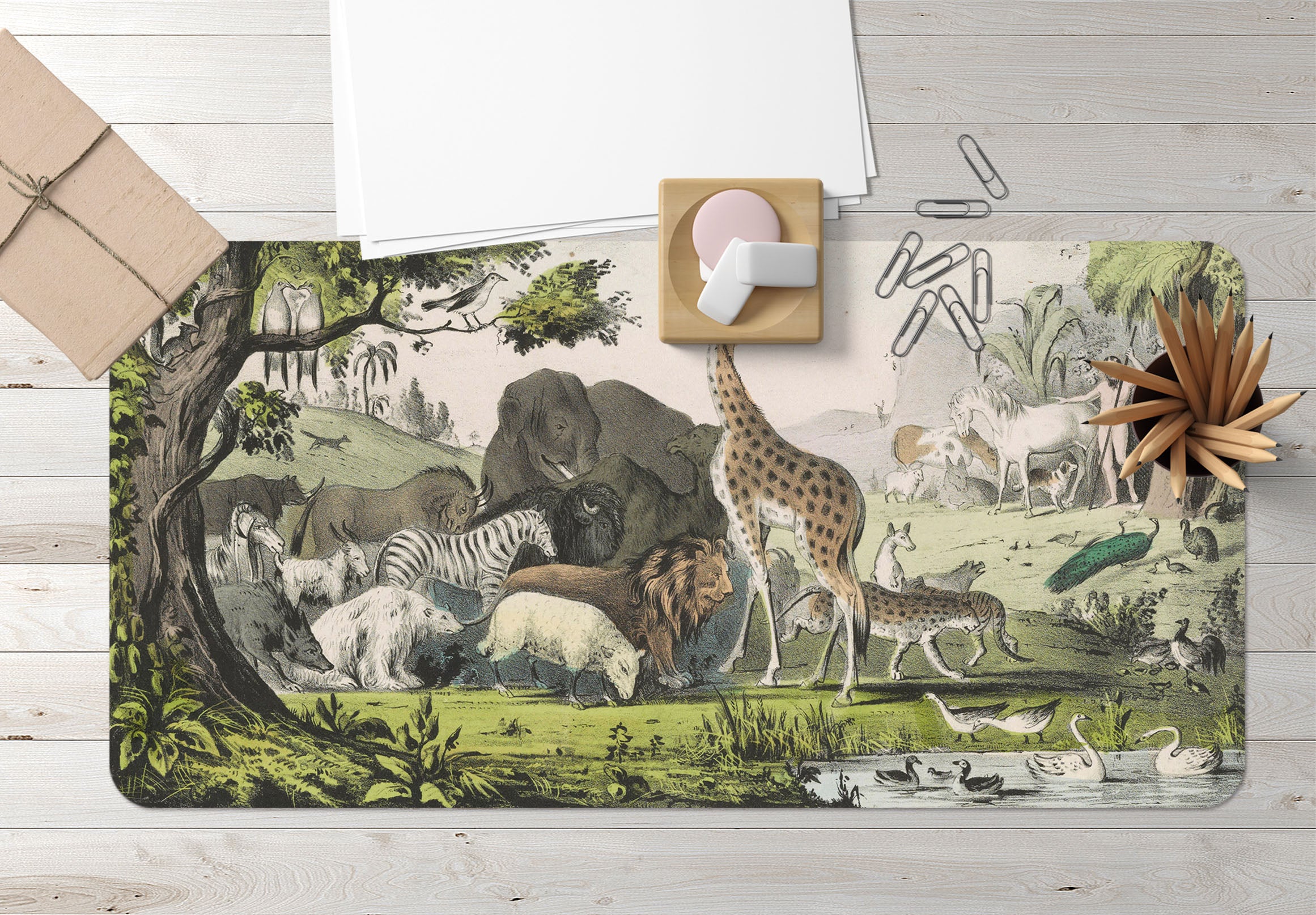3D Animal Giraffe Elephant 981 Andrea Haase Desk Mat