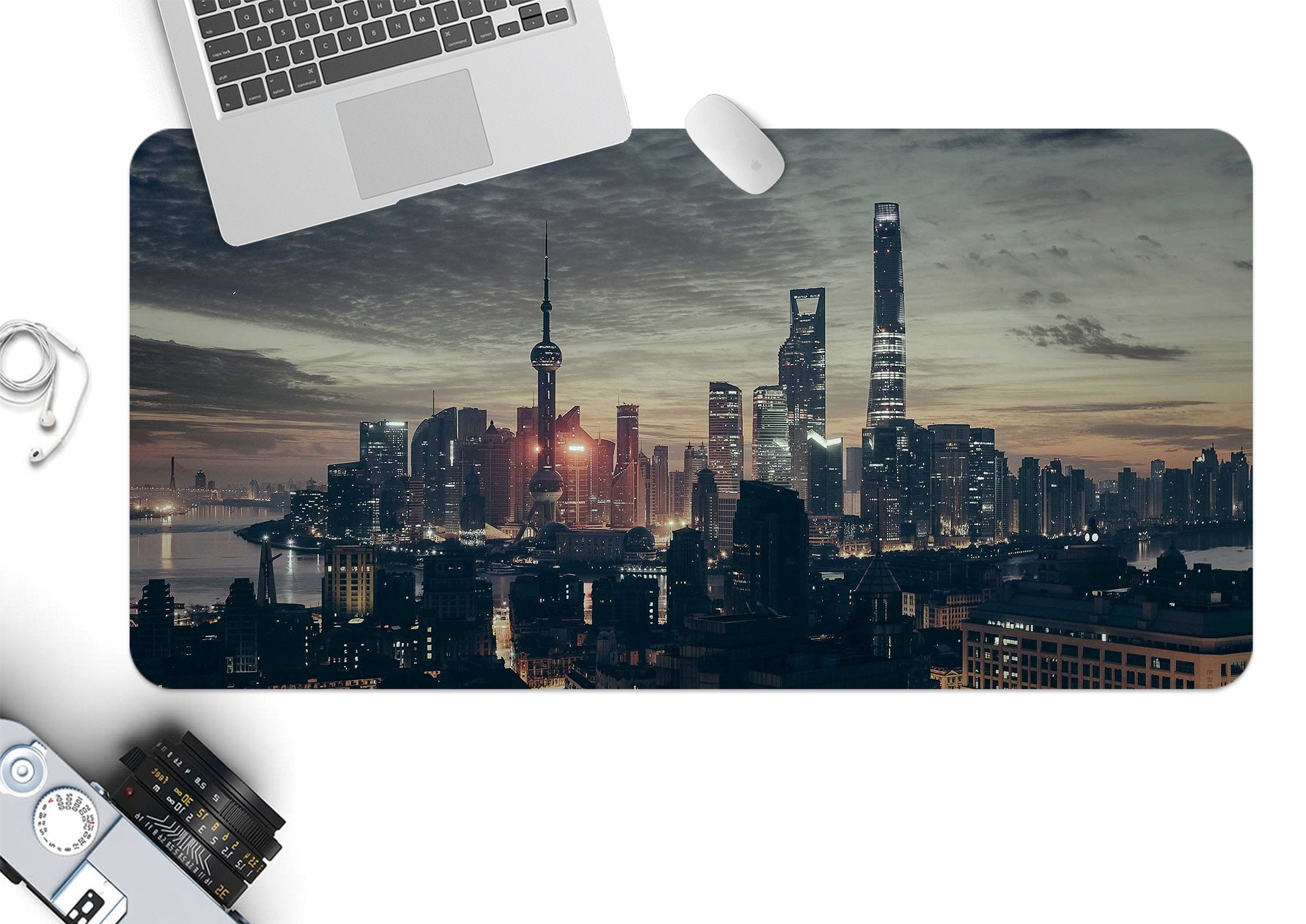 3D Night Building 138 Desk Mat Mat AJ Creativity Home 