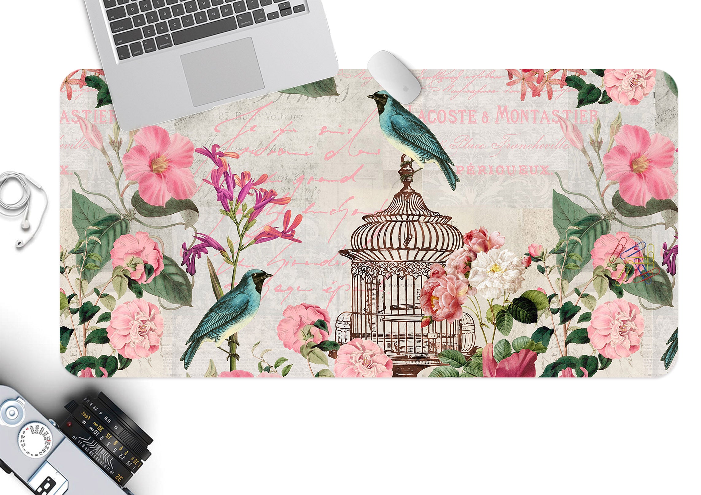 3D Blue Bird Cage 982 Andrea Haase Desk Mat