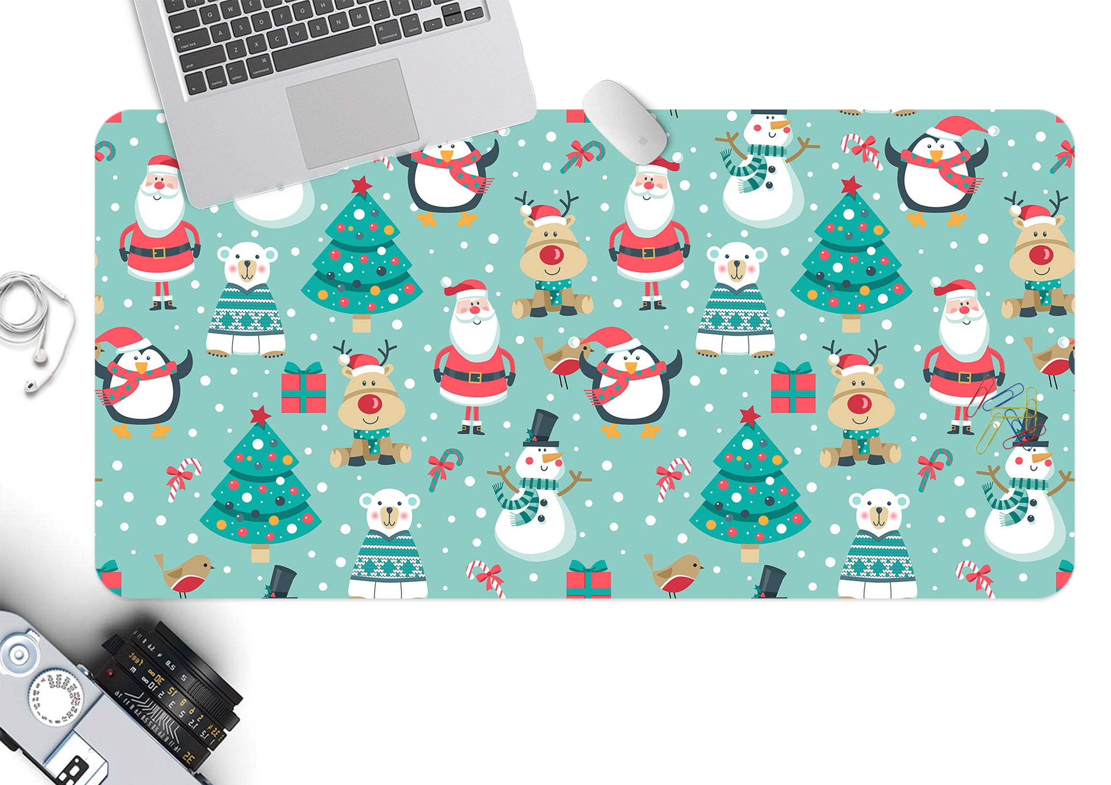 3D Tree Santa Claus Snowman 53221 Christmas Desk Mat Xmas