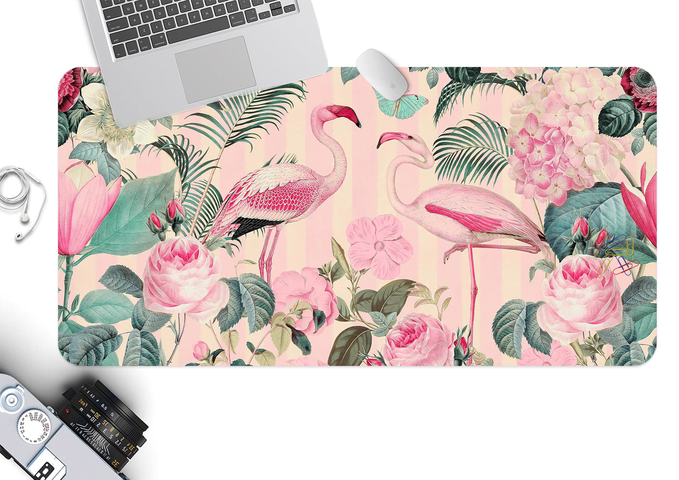 3D Flamingo Flower 996 Andrea Haase Desk Mat